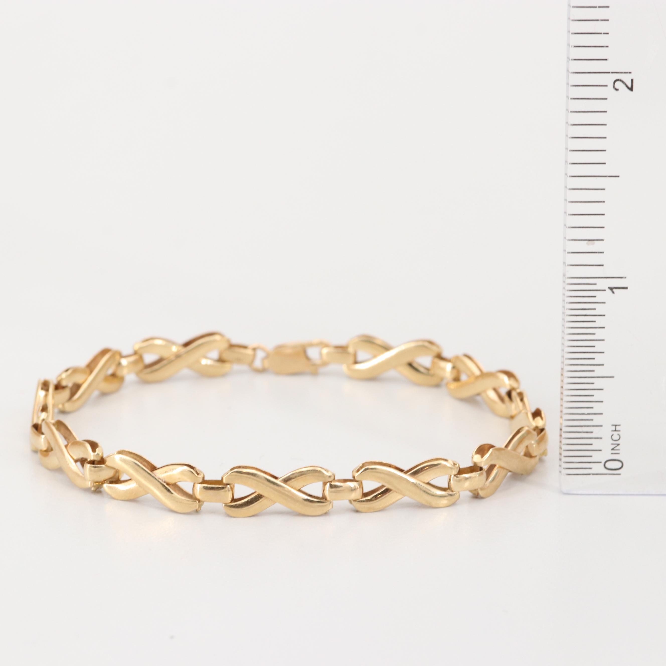 14K Yellow Gold Figure Eight Chain Link Bracelet