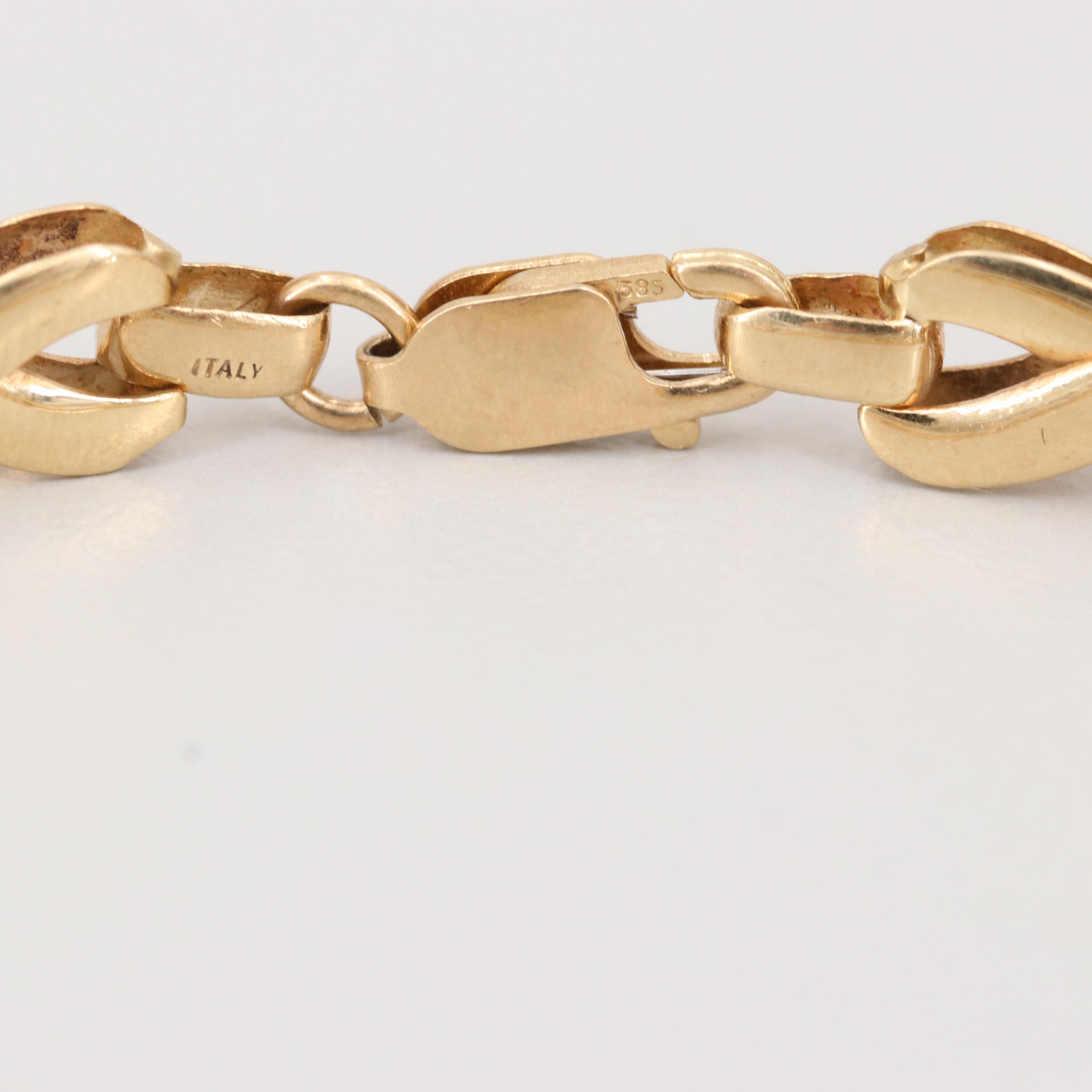 14K Yellow Gold Figure Eight Chain Link Bracelet