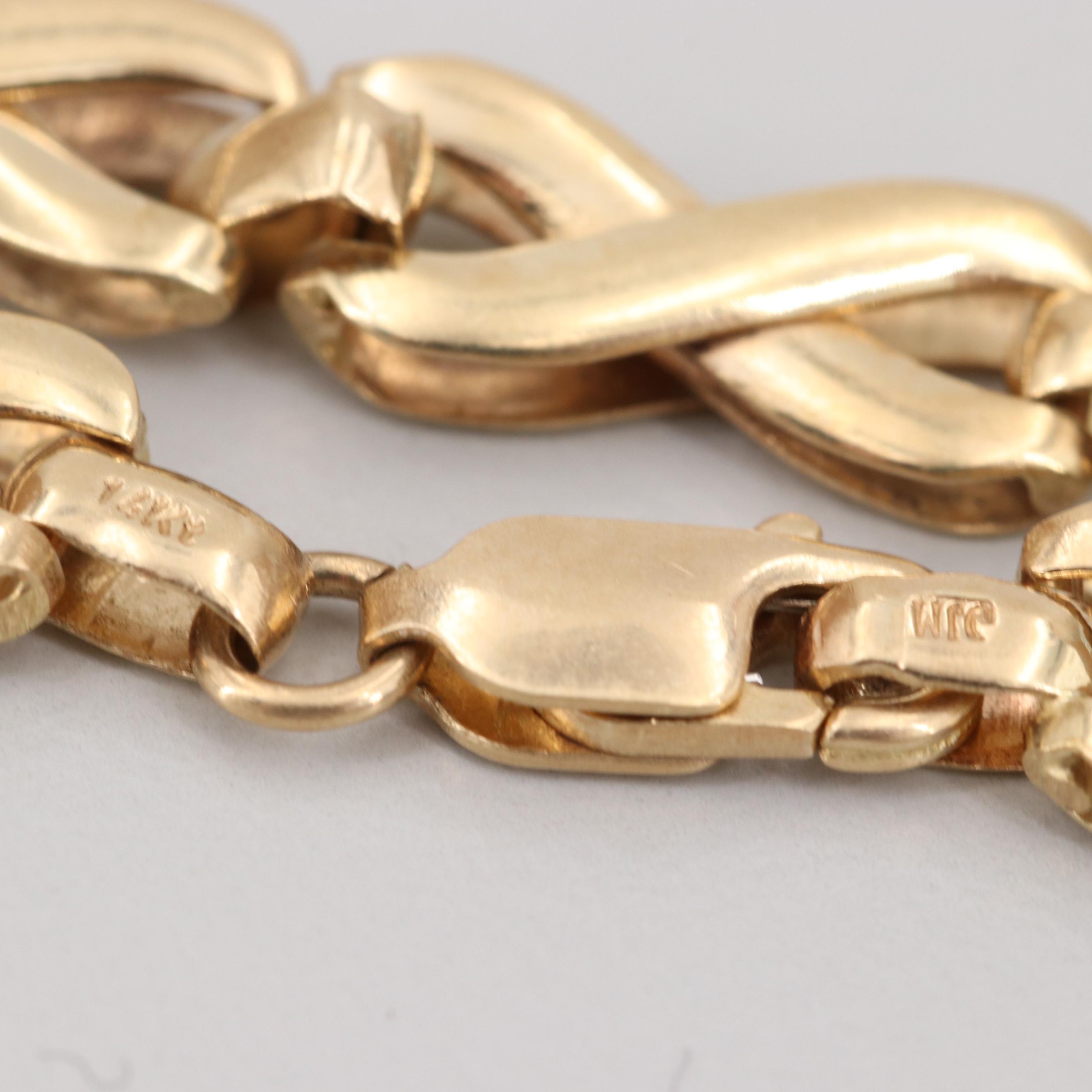 14K Yellow Gold Figure Eight Chain Link Bracelet