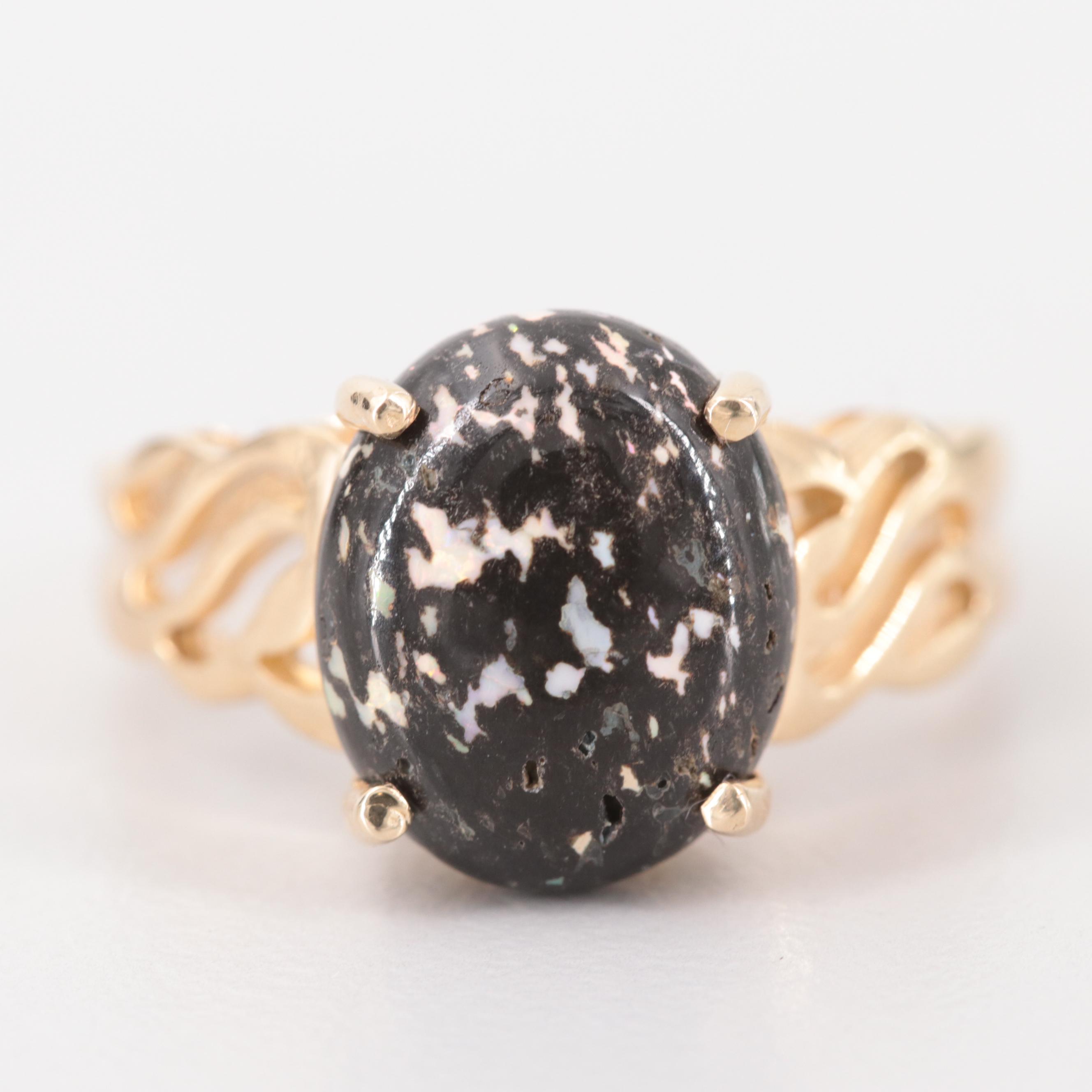 10K Yellow Gold Boulder Opal Ring