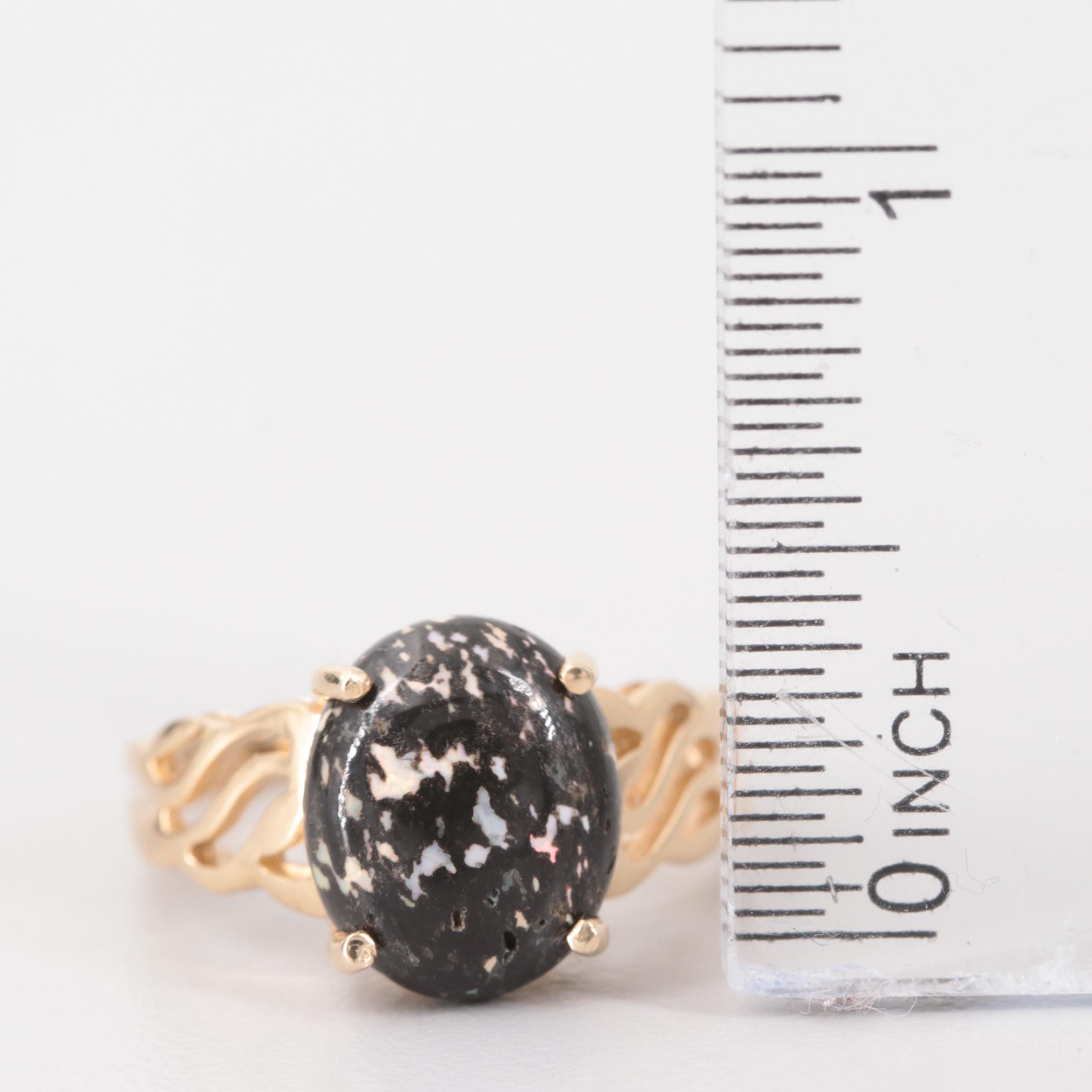 10K Yellow Gold Boulder Opal Ring