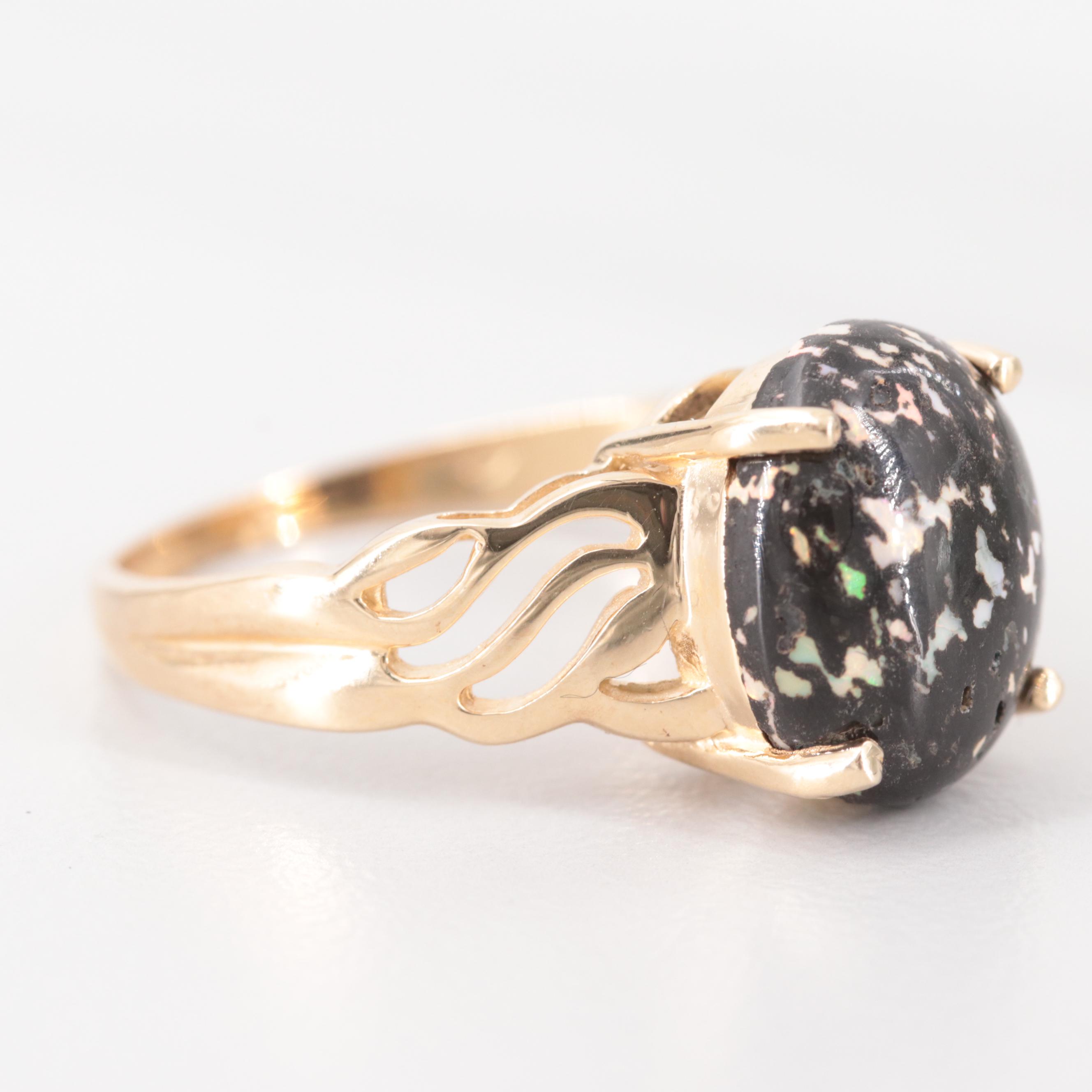 10K Yellow Gold Boulder Opal Ring