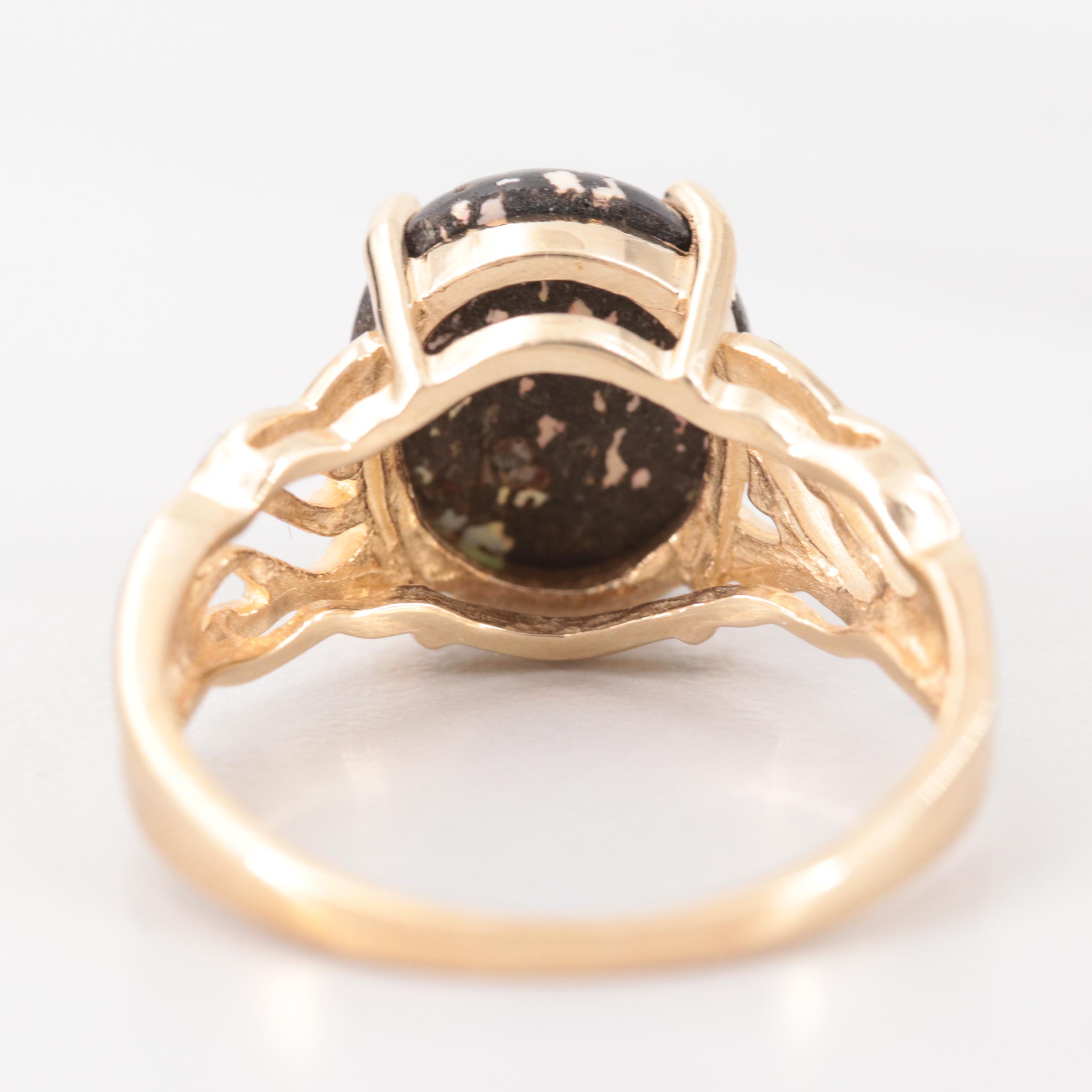 10K Yellow Gold Boulder Opal Ring