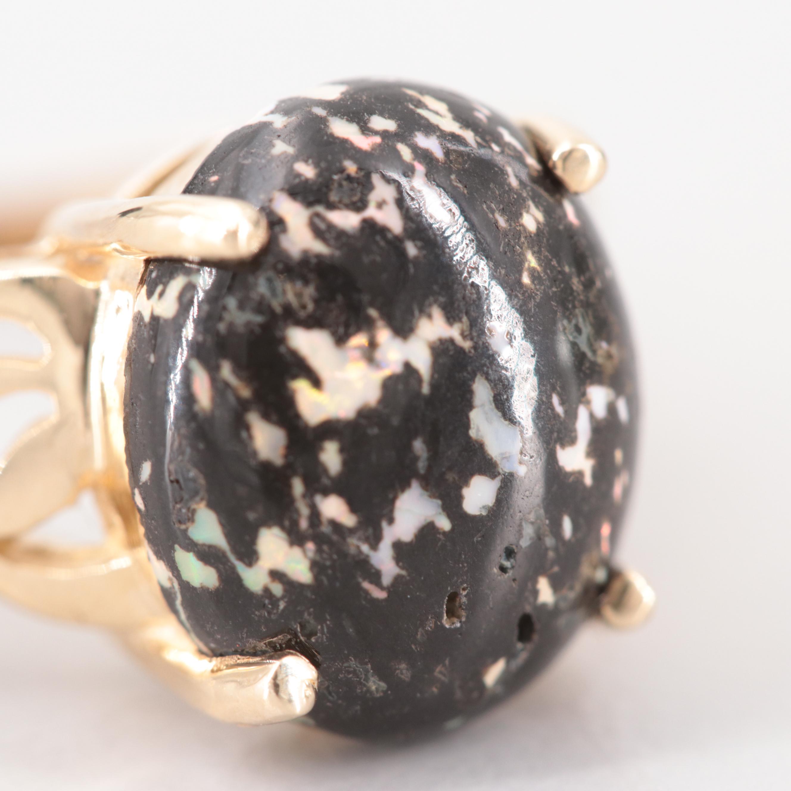 10K Yellow Gold Boulder Opal Ring
