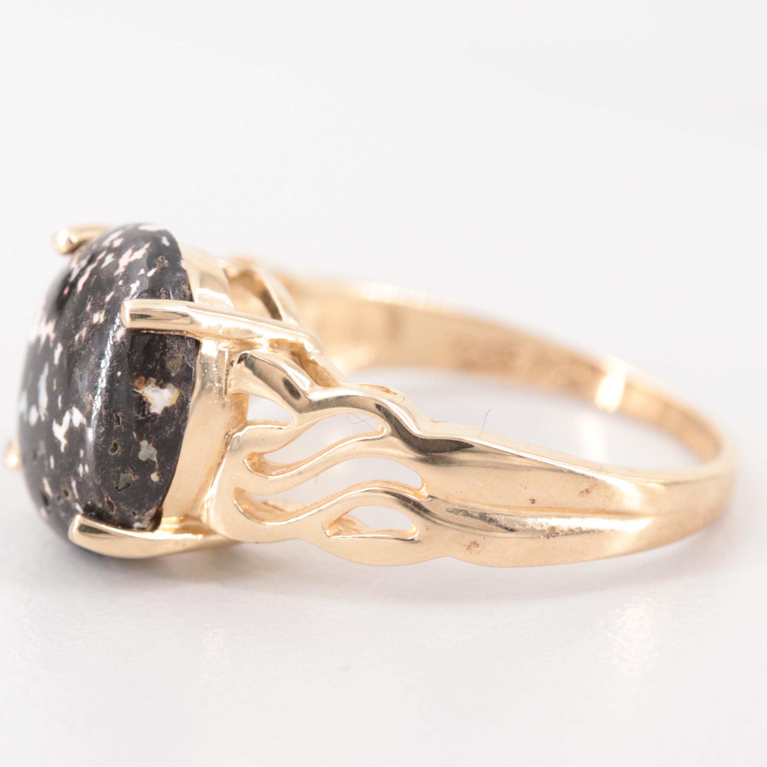10K Yellow Gold Boulder Opal Ring