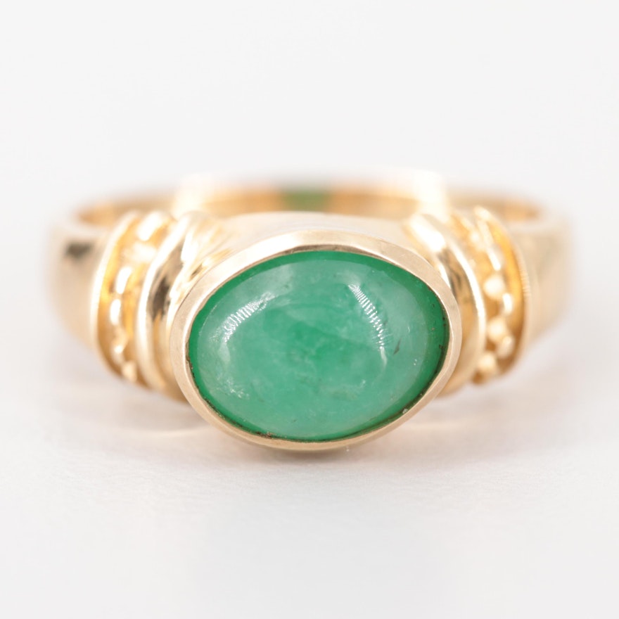 14K Yellow Gold Emerald Bezel Ring