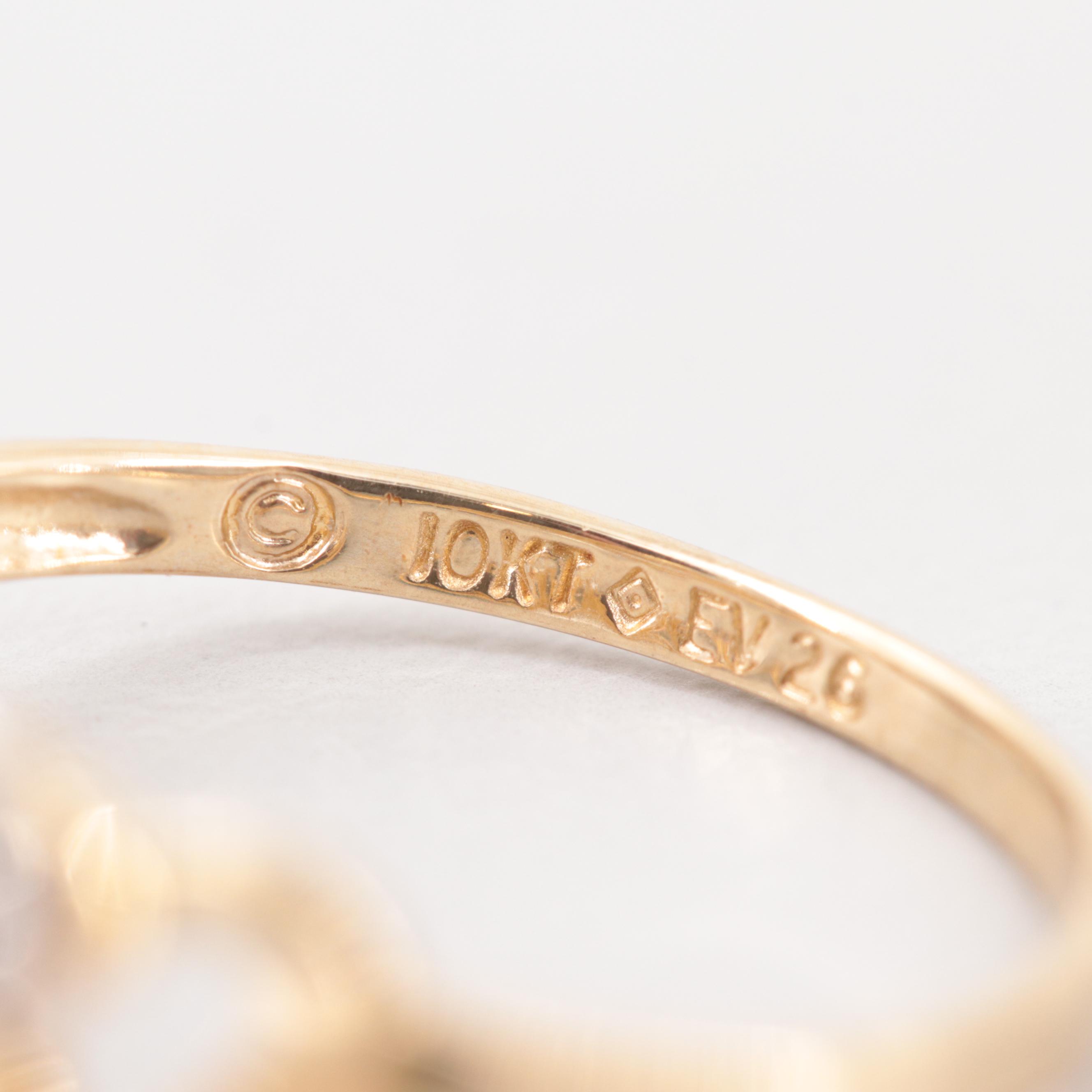 10K Yellow Gold Diamond Triple Heart Ring