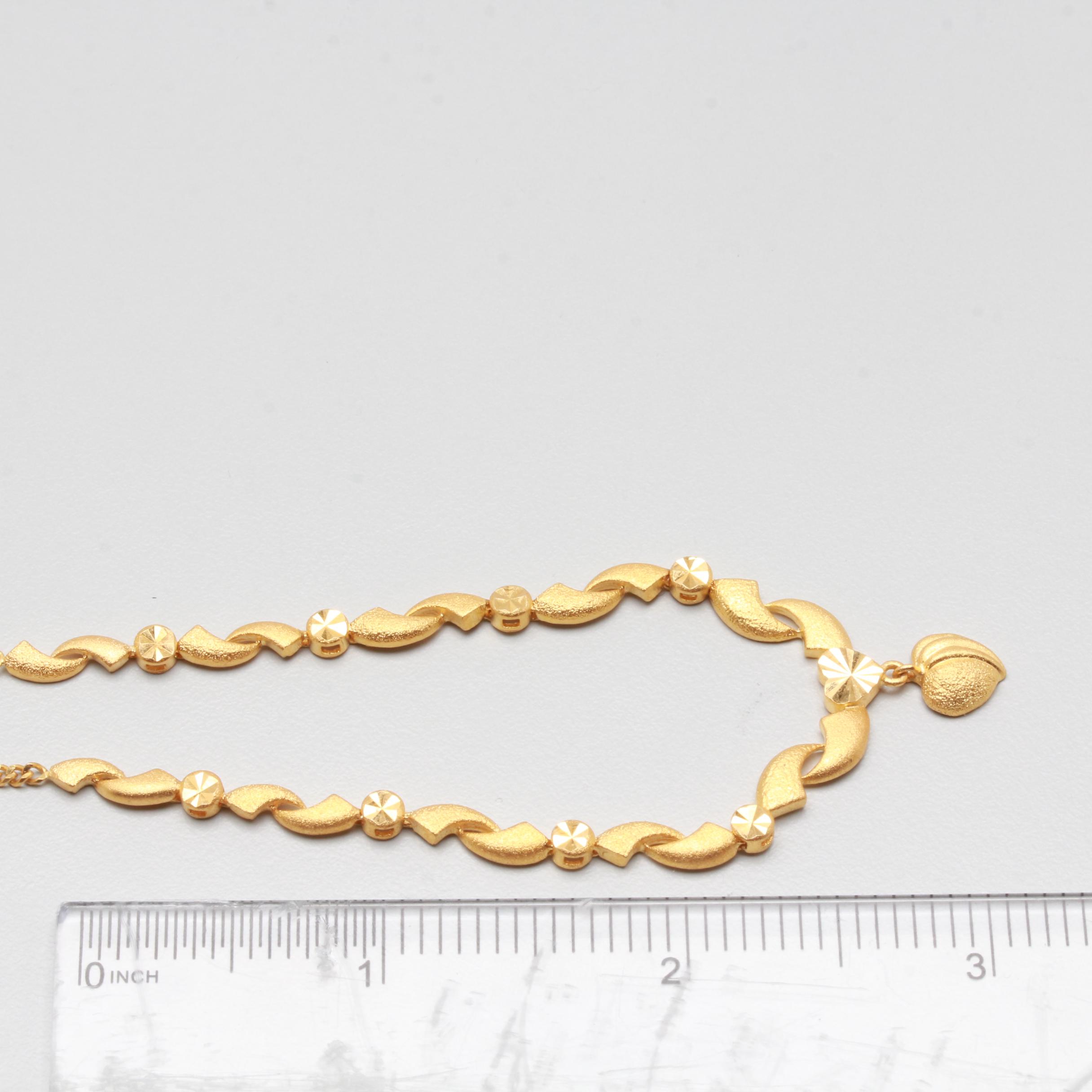 14K Yellow Gold Matte and High Polish Heart Necklace