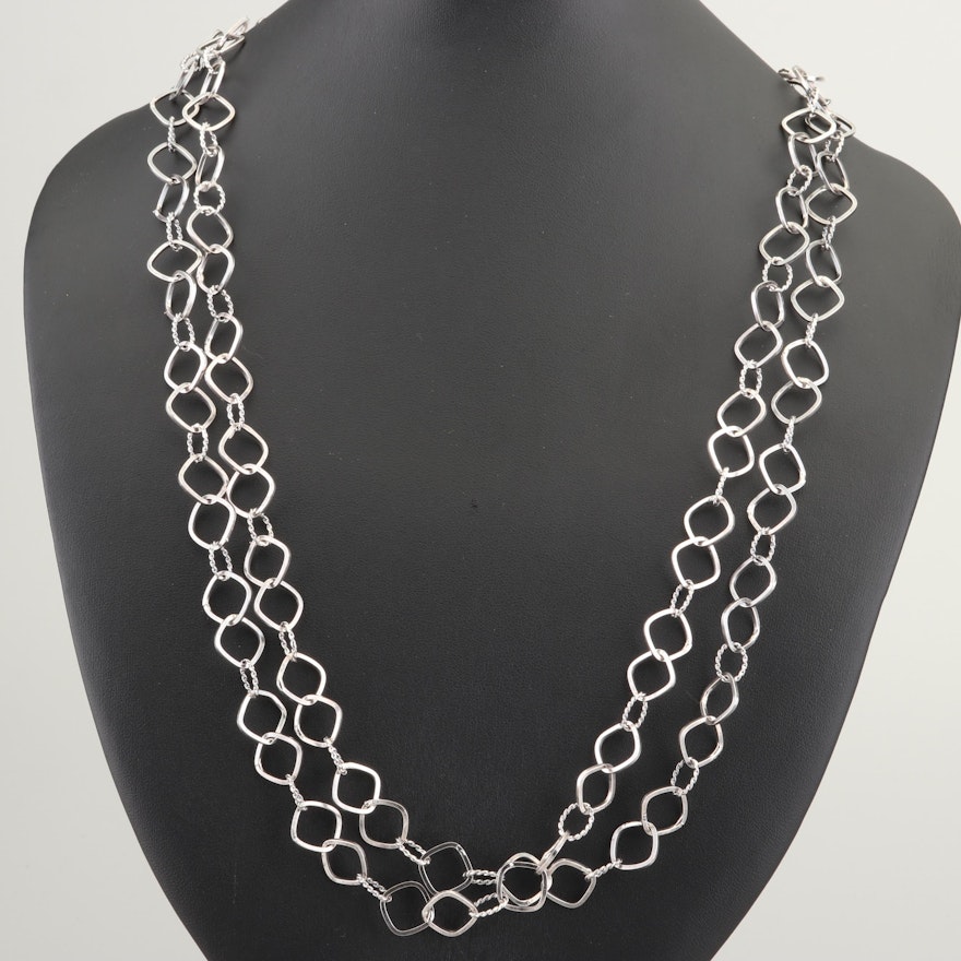 Sterling Silver Lariat Length Chain Necklace