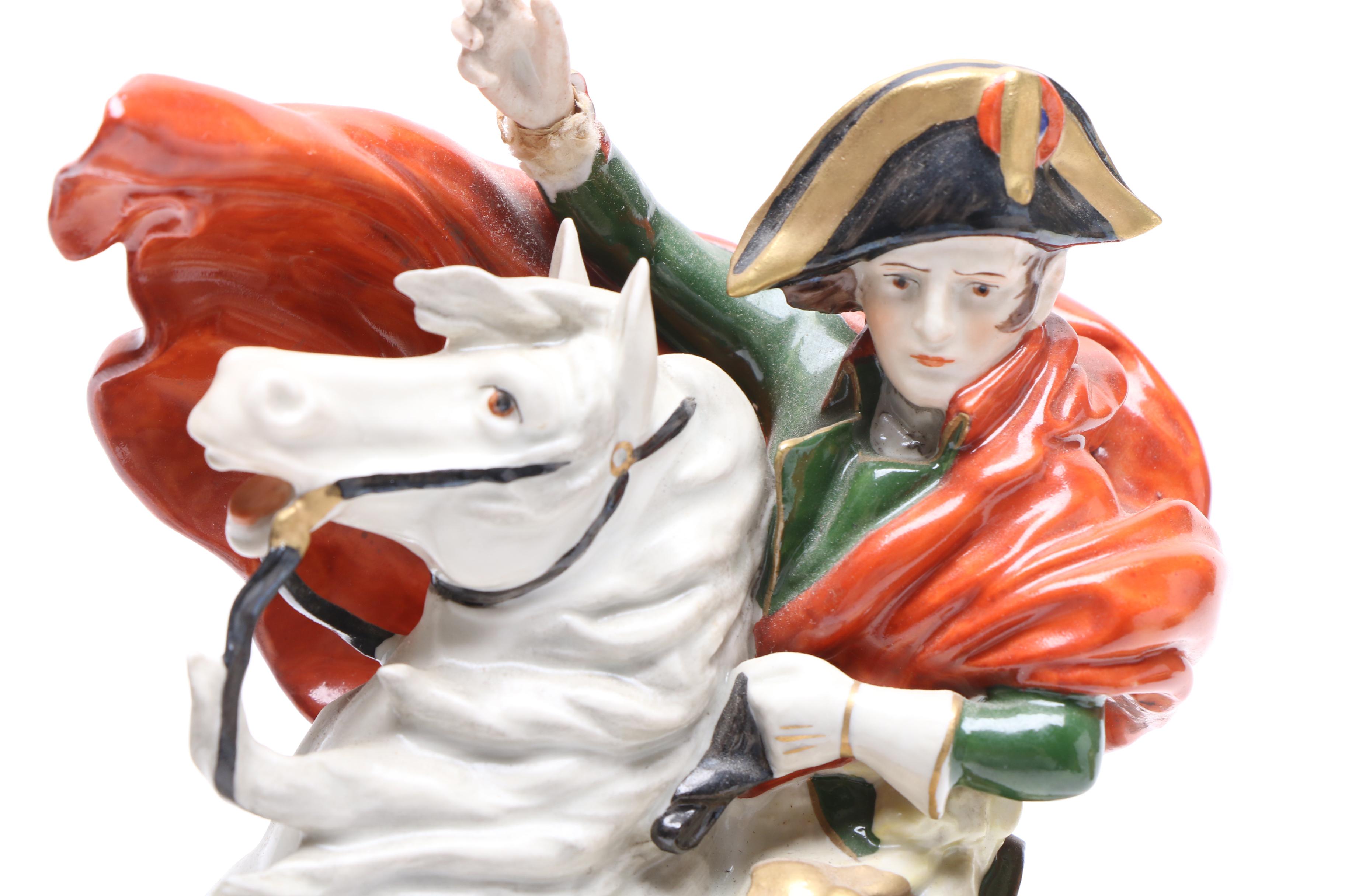Dresden Style Figurine "Napoleon Crossing the Alps" After Jacques-Louis David