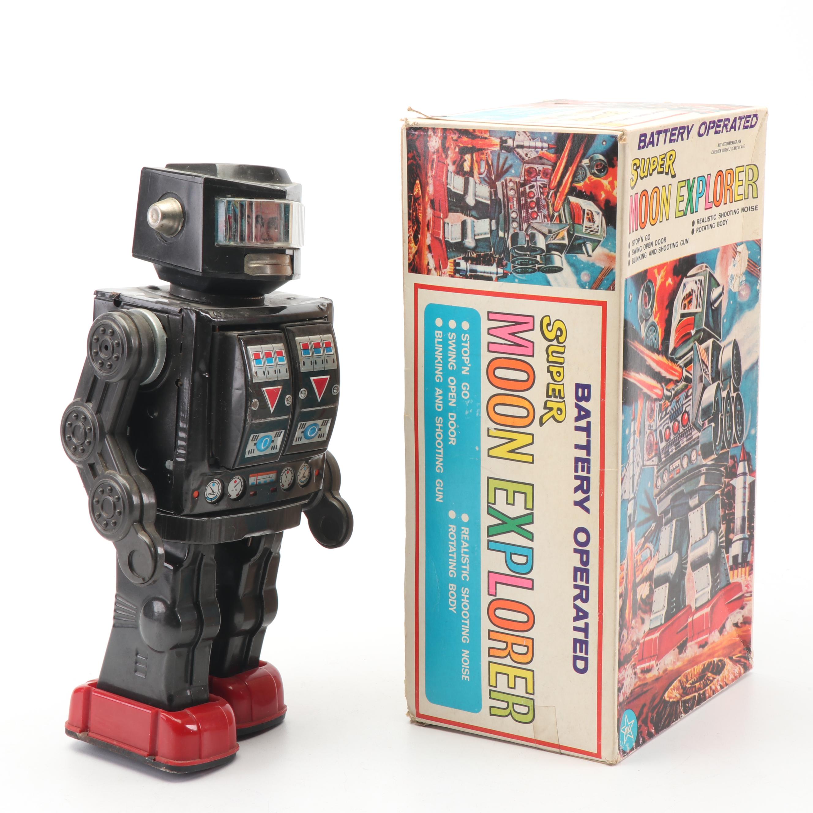 Horikawa Super Moon Explorer Tin Litho Battery Operated Toy Robot, 1960s