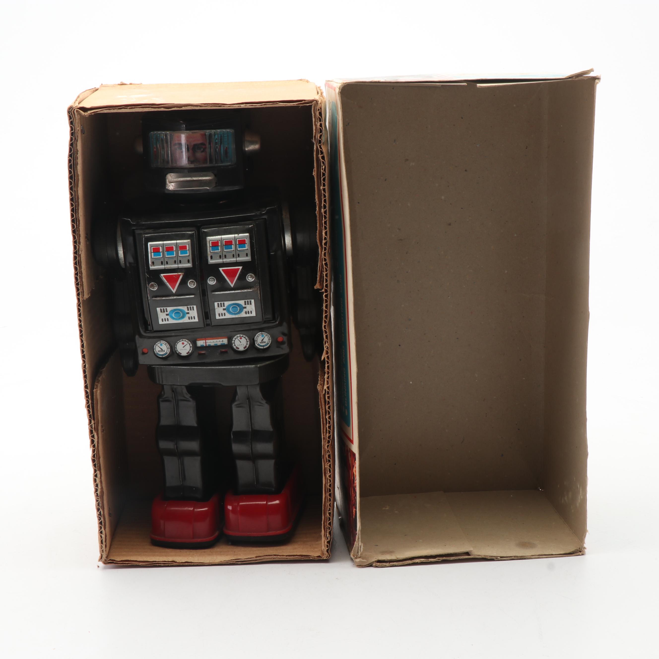 Horikawa Super Moon Explorer Tin Litho Battery Operated Toy Robot, 1960s