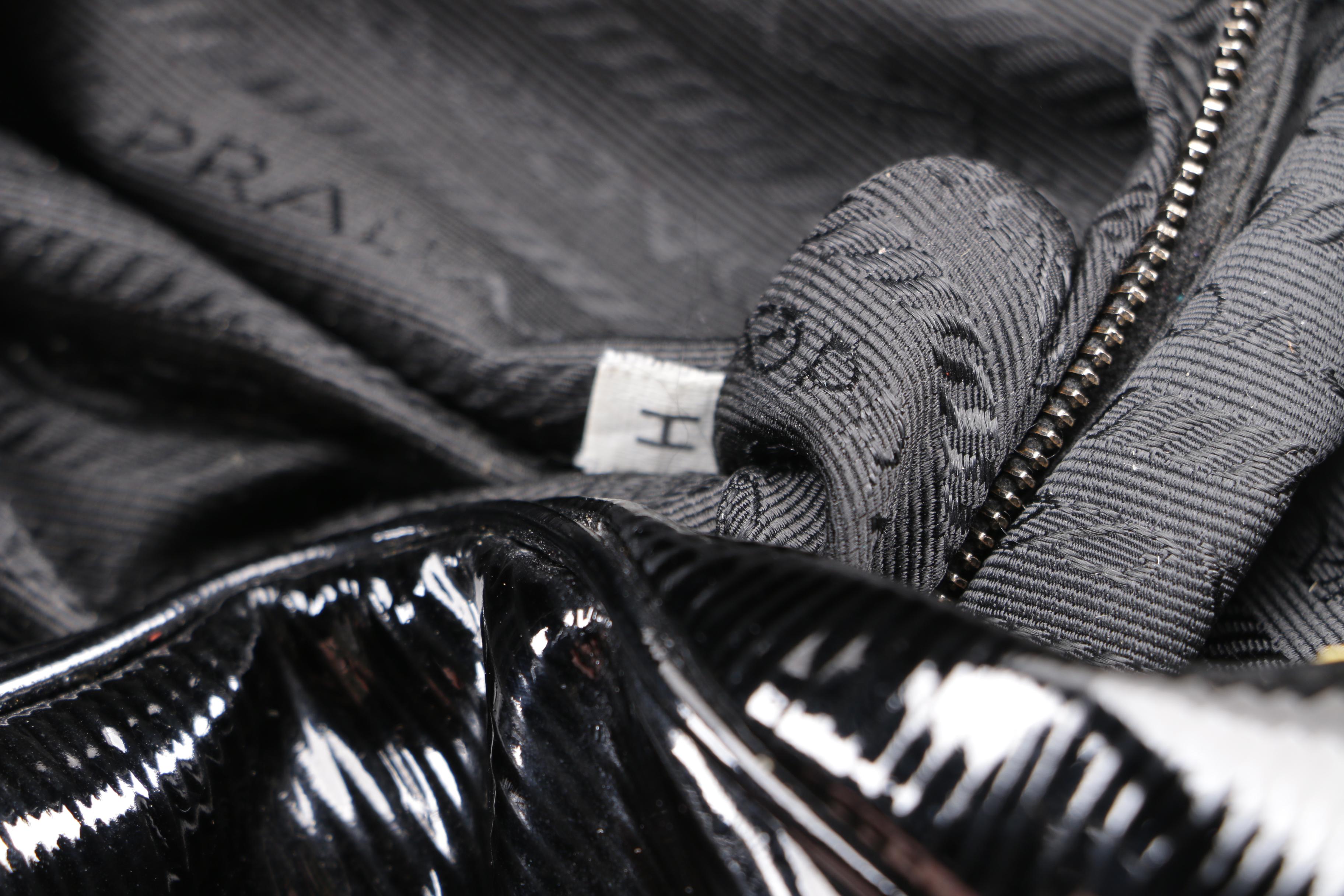 Prada Black Textured Patent Leather Satchel