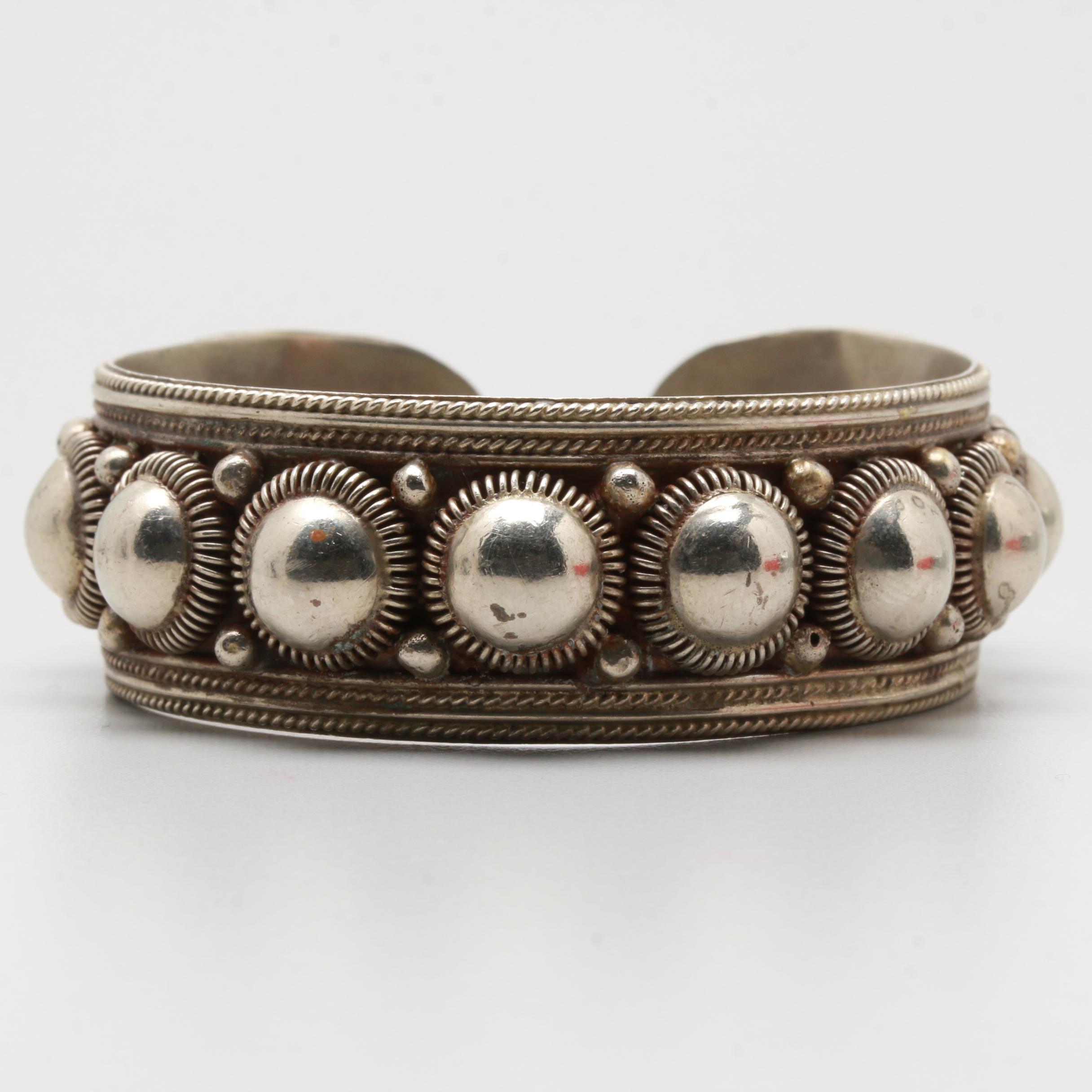 Vintage Thai Sterling Silver Cannetille Cuff Bracelet