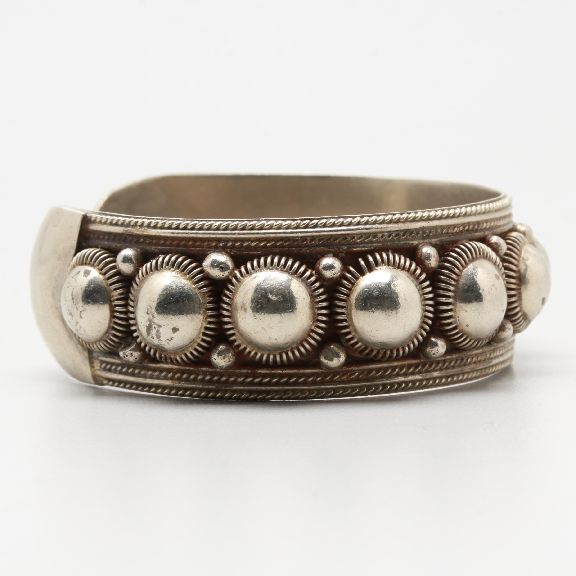 Vintage Thai Sterling Silver Cannetille Cuff Bracelet