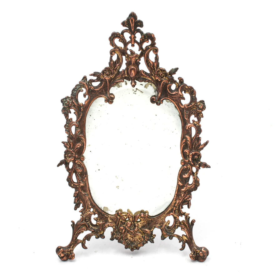 Antique Rococo Copper Finished Vanity Top Mirror | EBTH