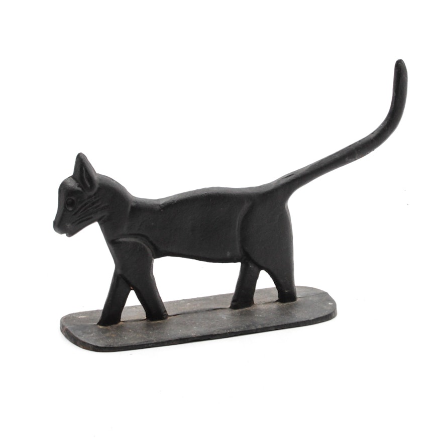 Cast Iron Black Cat Boot Scraper and Door Stop