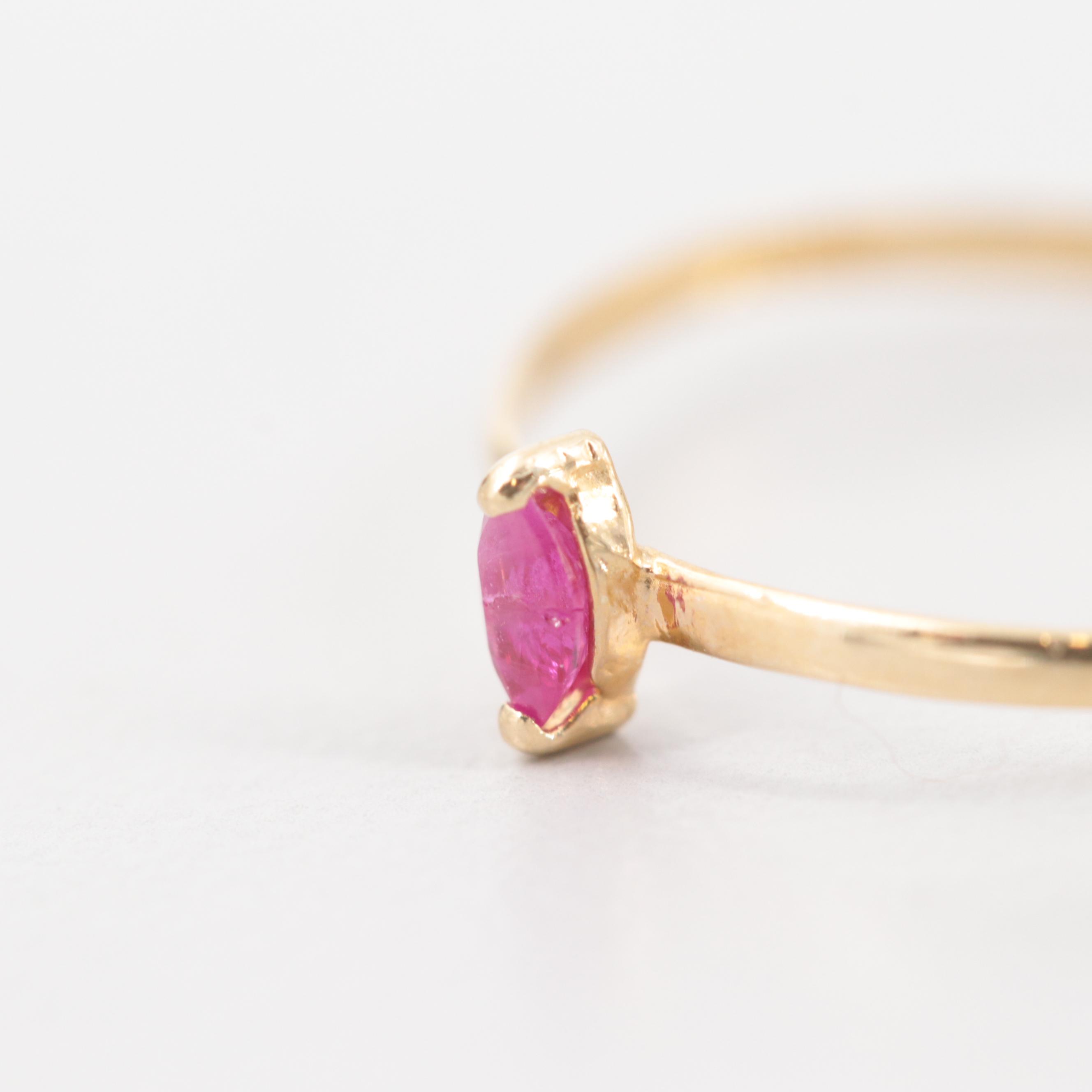14K Yellow Gold Ruby and Sapphire Stackable Rings