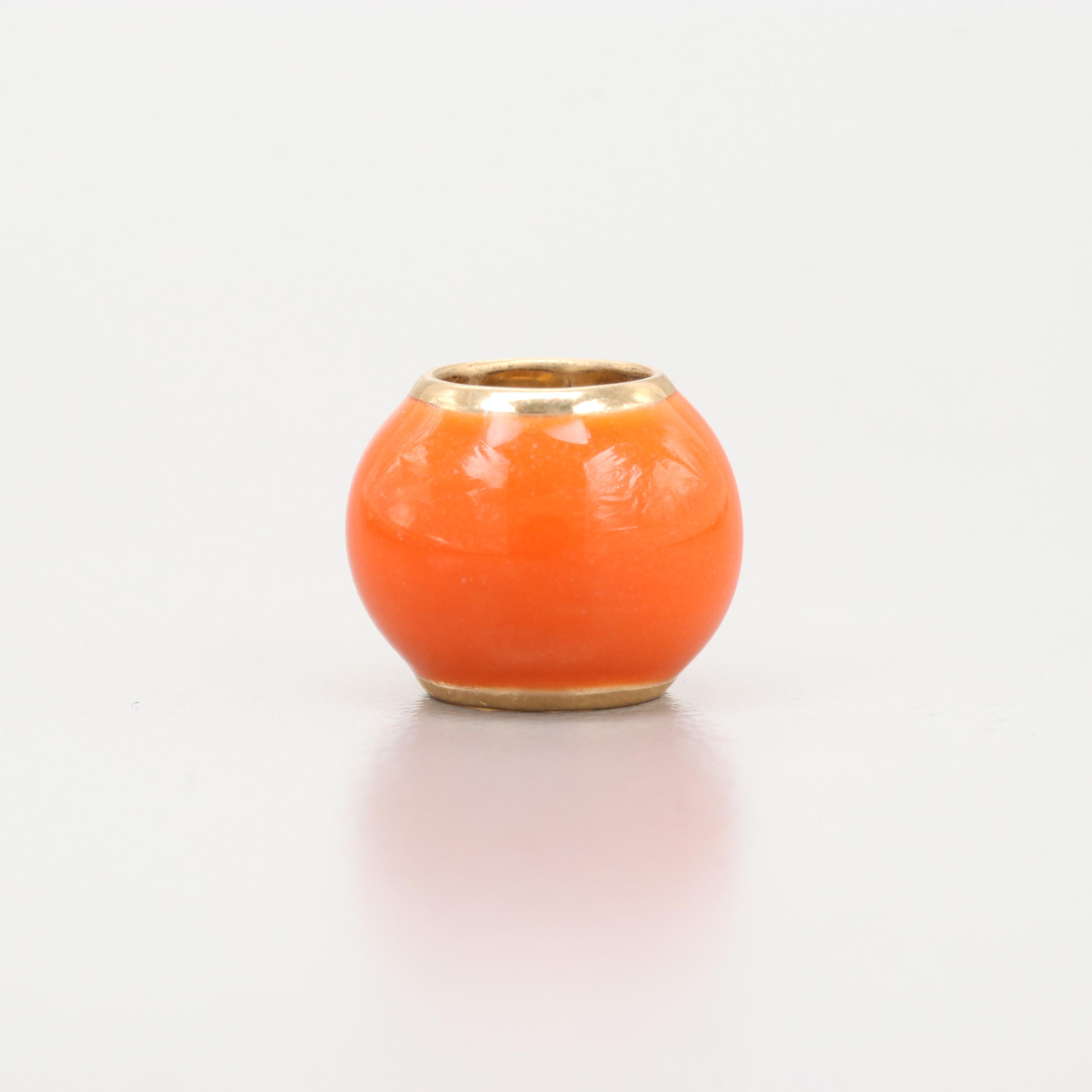 14K Yellow Gold Enameled Bead
