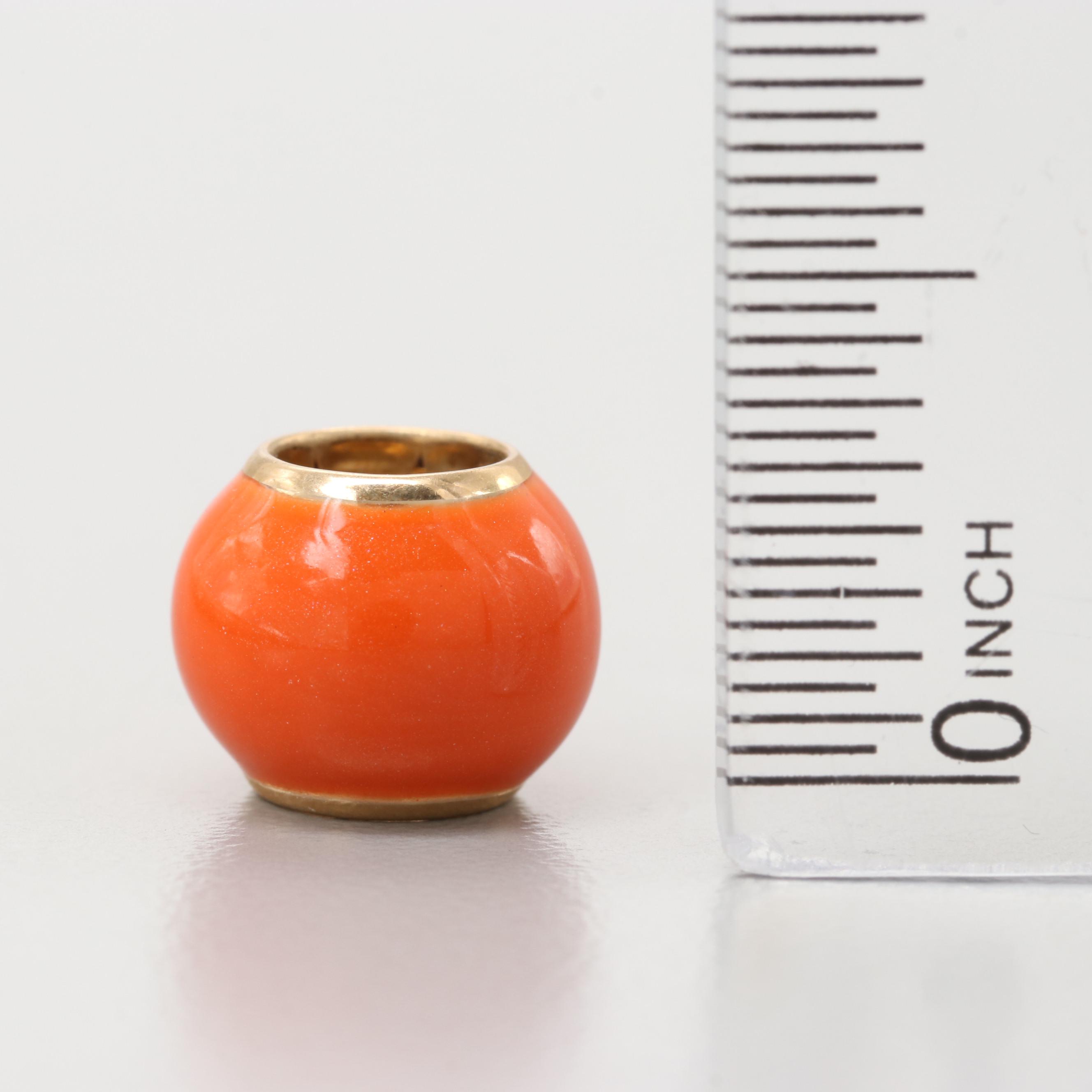 14K Yellow Gold Enameled Bead