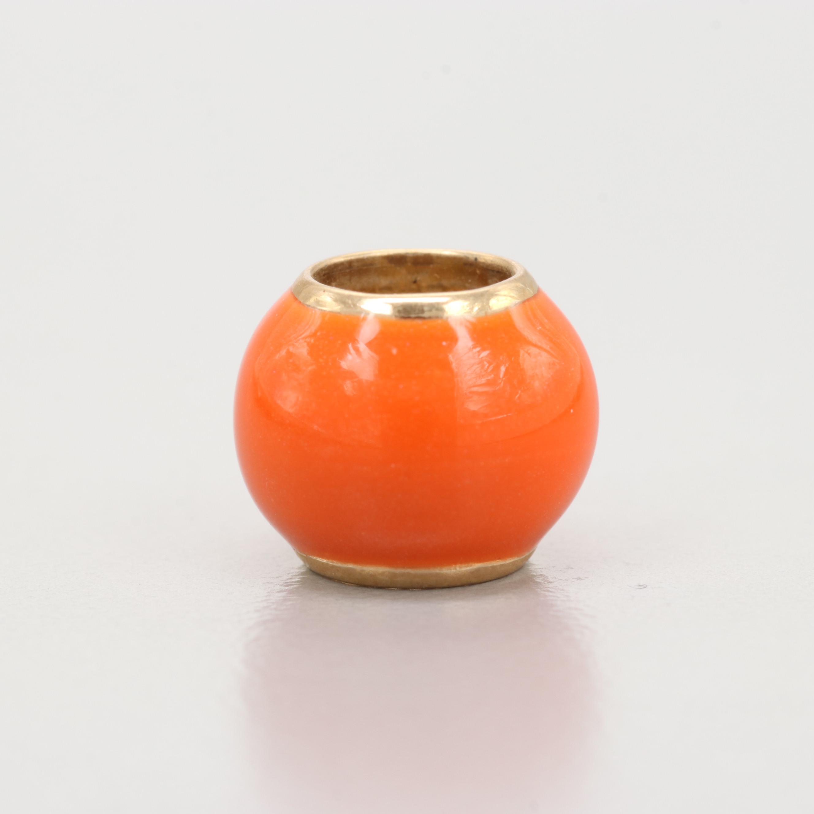 14K Yellow Gold Enameled Bead