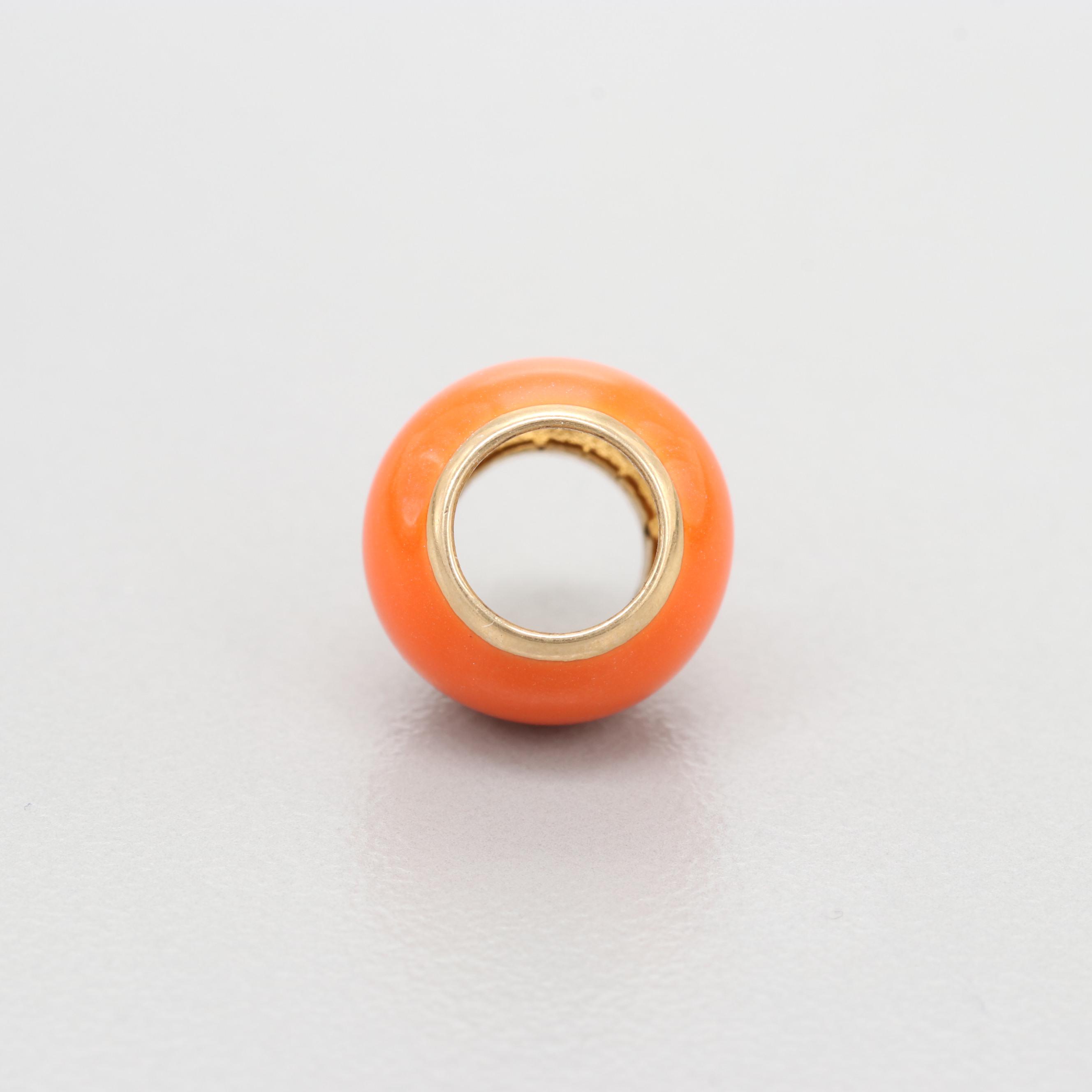 14K Yellow Gold Enameled Bead