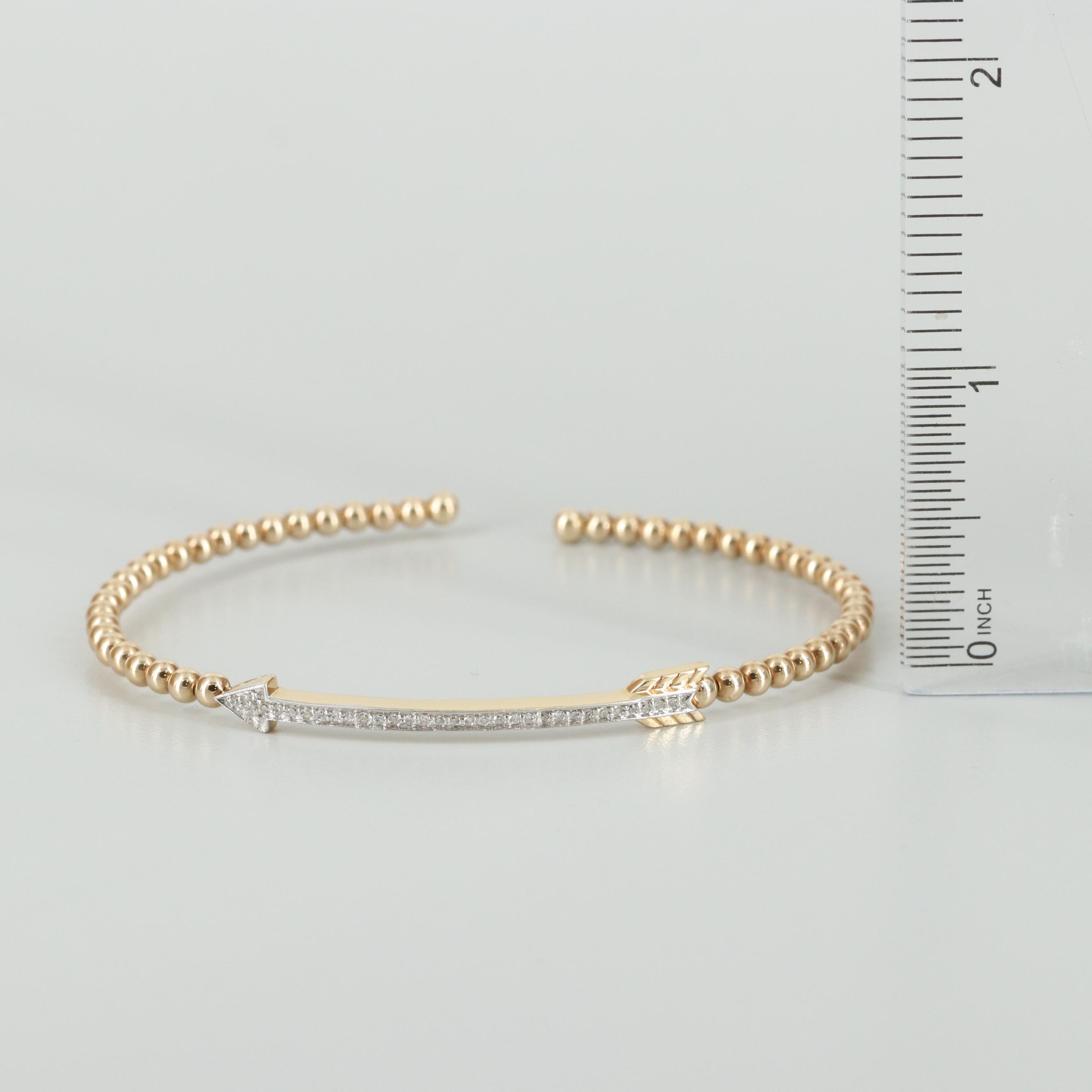 14K Yellow Gold Diamond Arrow Bracelet