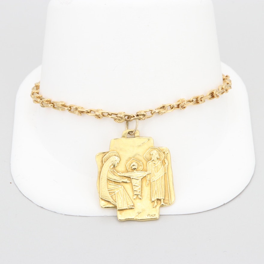 18K Yellow Gold Bracelet with Nativity Charm