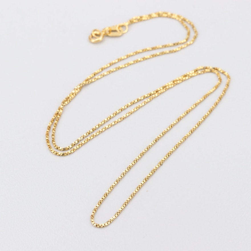 14K Yellow Gold Twisted Box Chain Link Necklace