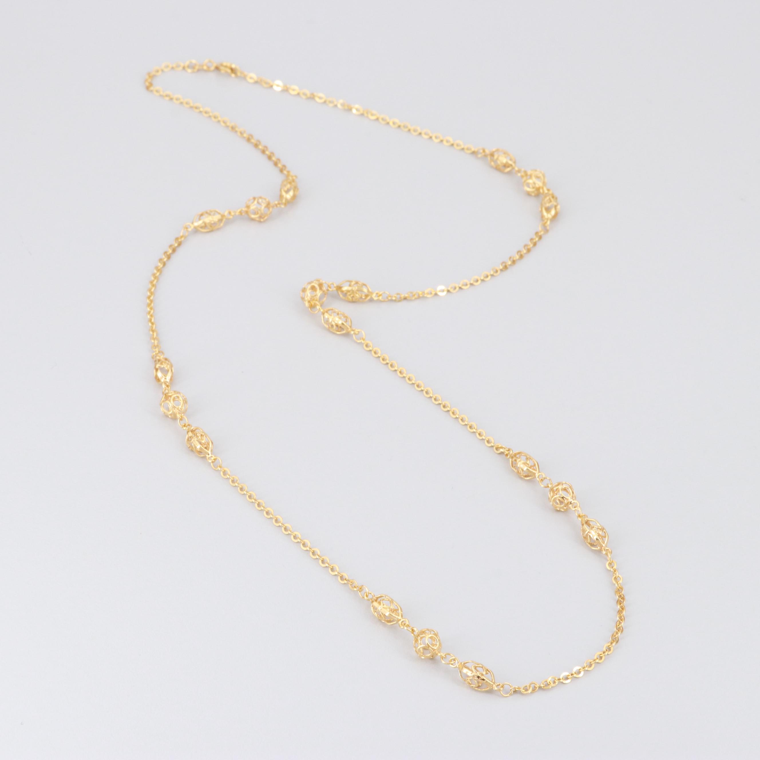 14K Yellow Gold Cable Station Necklace