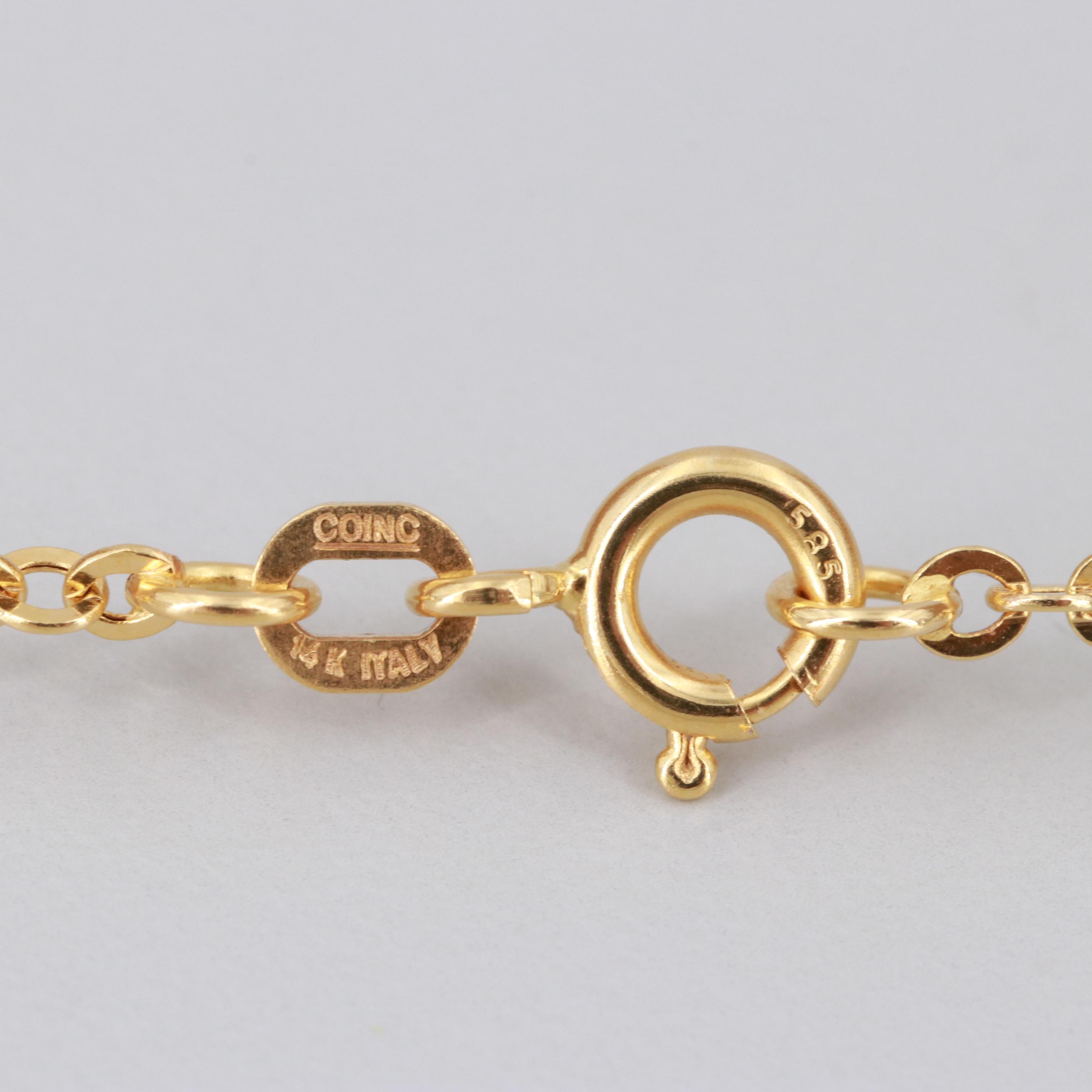 14K Yellow Gold Cable Station Necklace