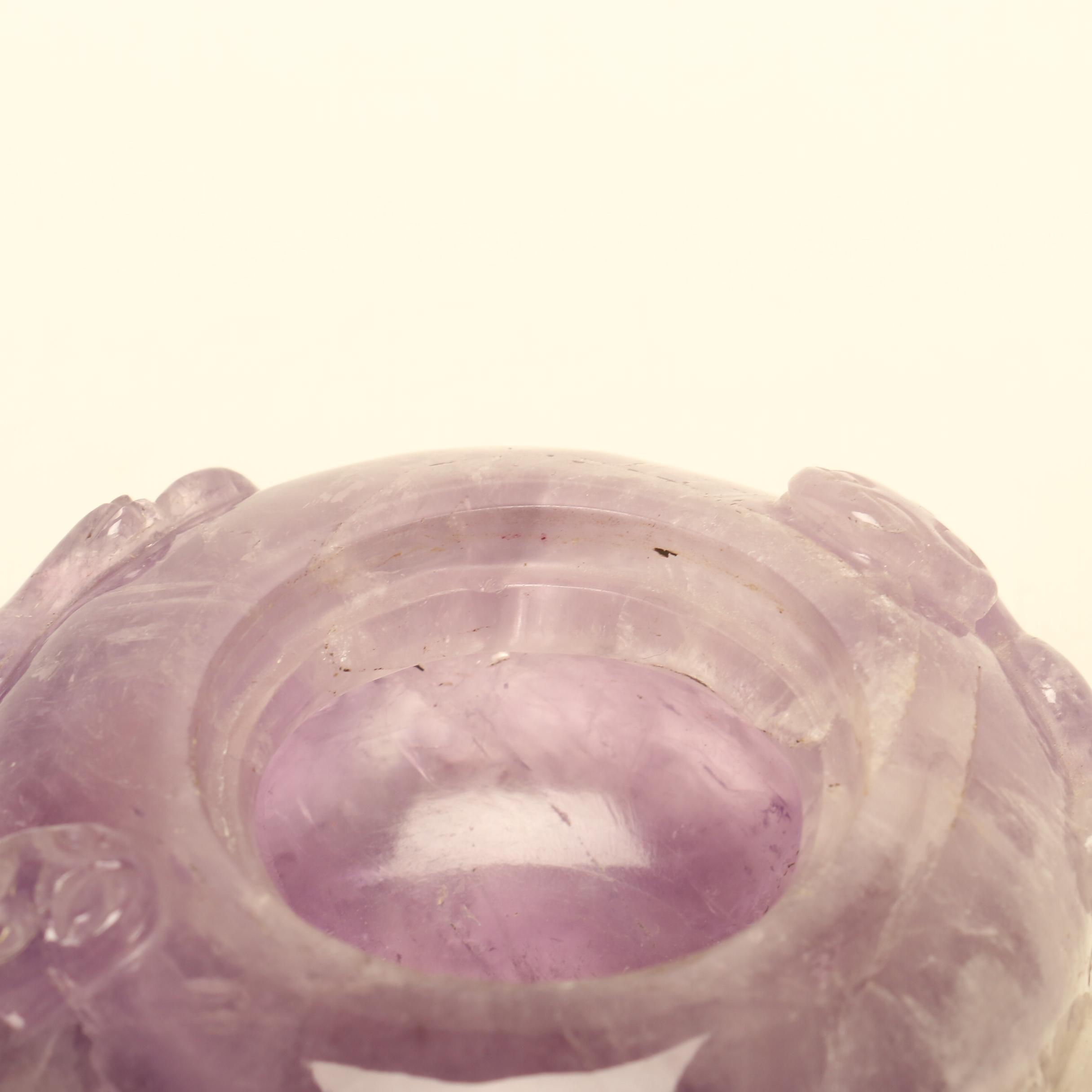 Chinese Carved Amethyst Washer with Qilong Motif