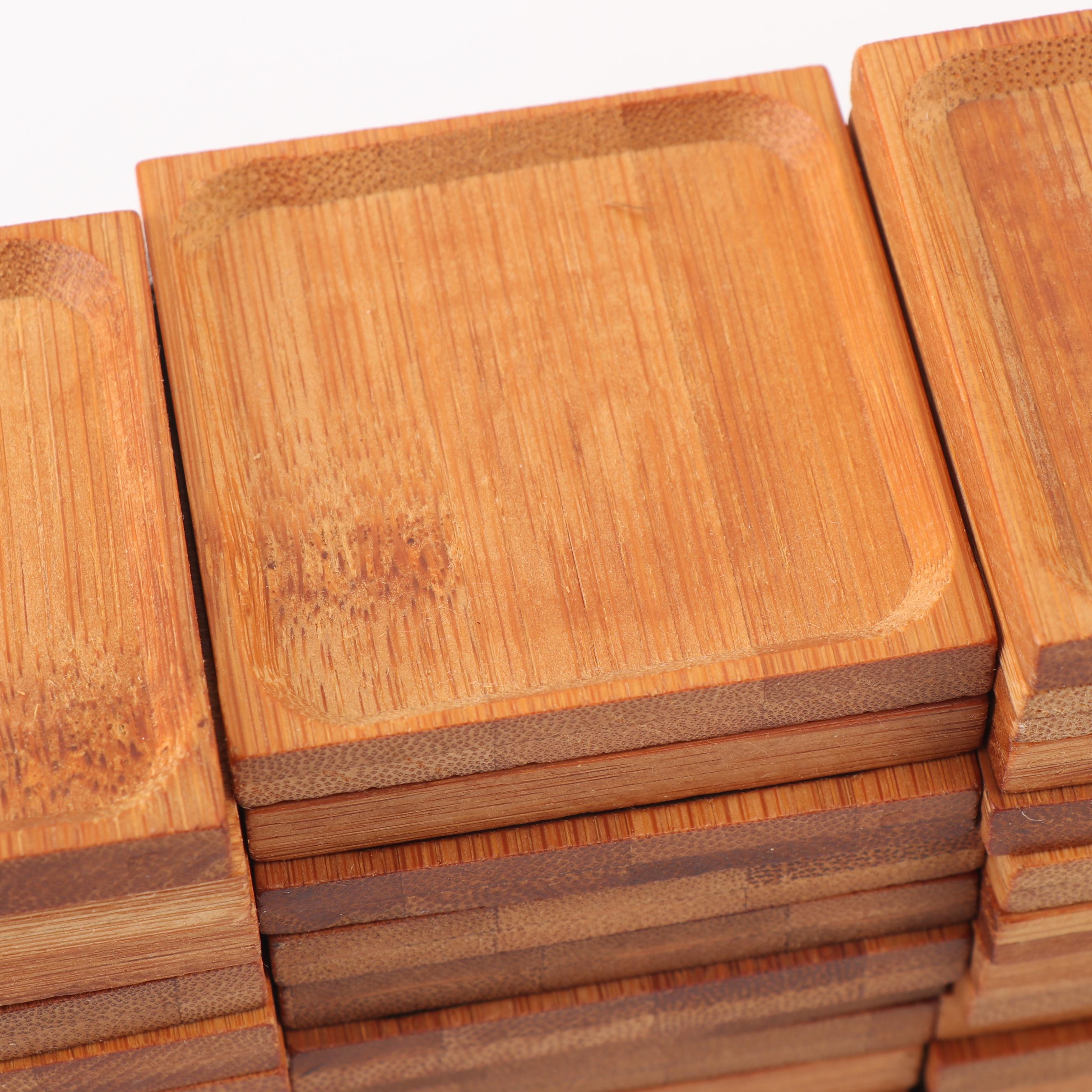 Crate & Barrel Acacia Wood Dipping Bowls with Bamboo Condiment Coasters