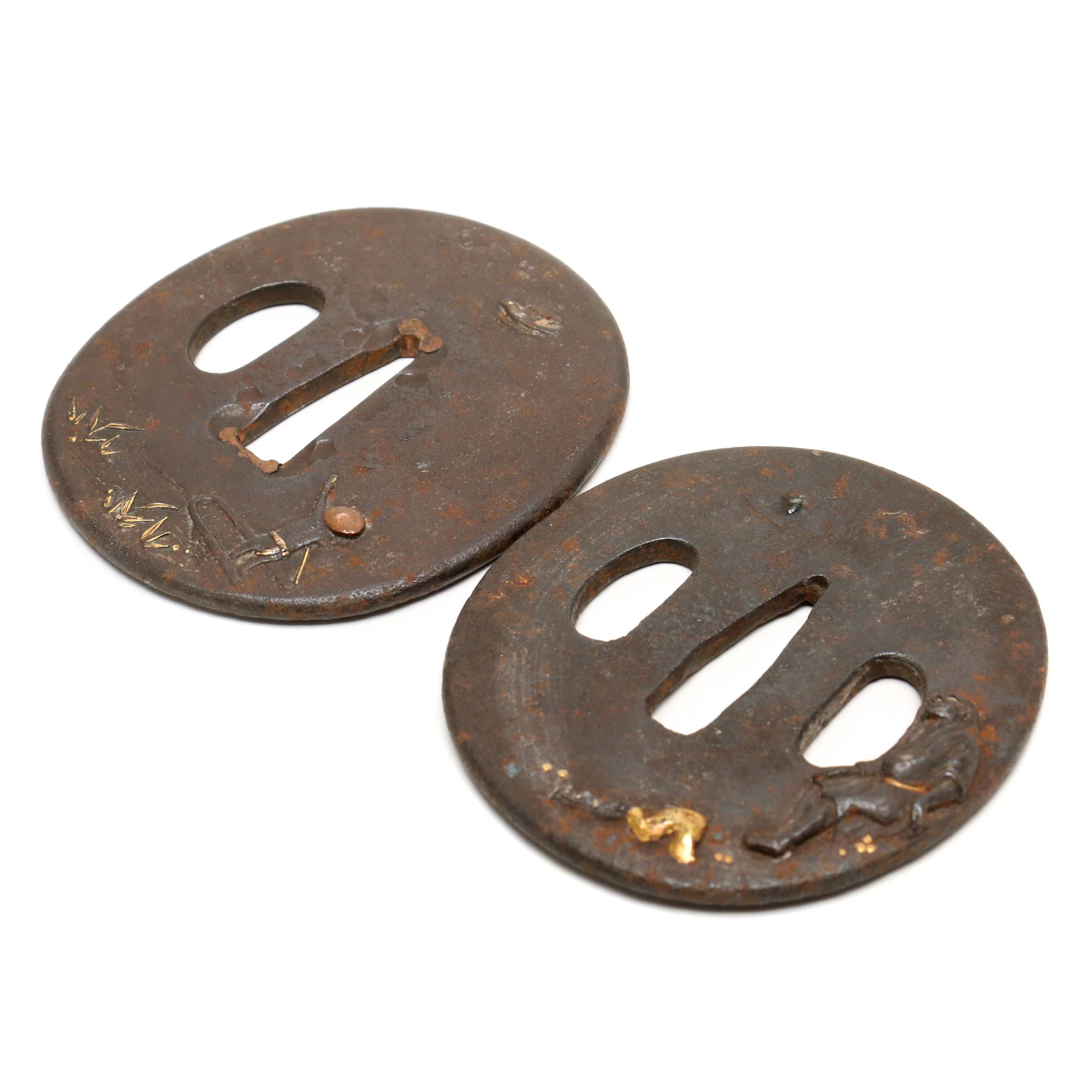 Antique Japanese Bronze Tsuba Sword Guards