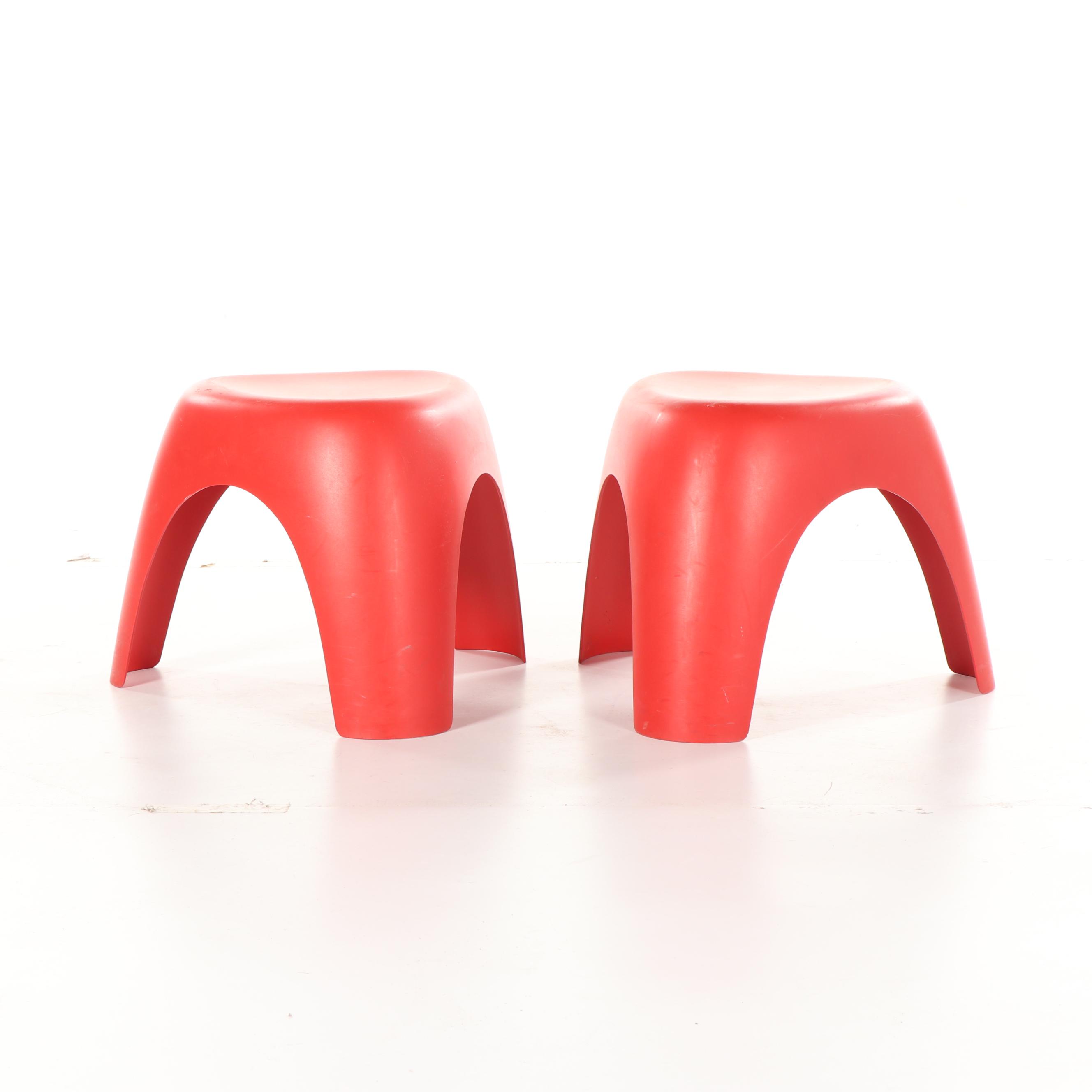 "Elephant Stool" Molded Plastic Stackable Stool Pair by Sori Yanagi, 20th Cent.