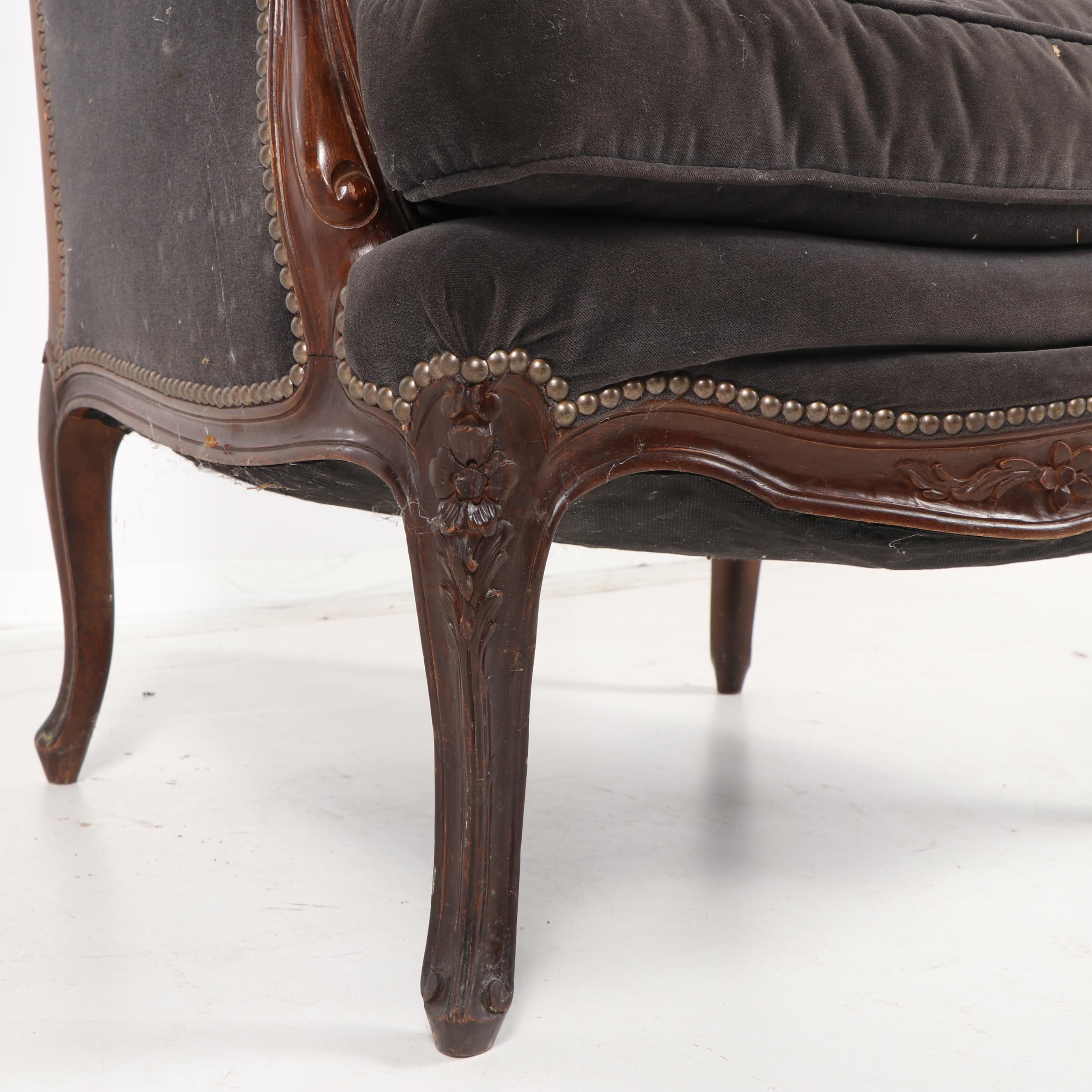 Louis XV Style Upholstered Armchair, Mid-20th Century