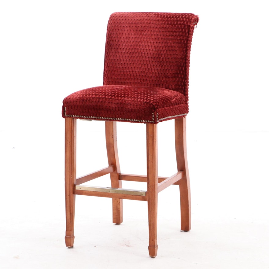 Statesville Chair Company Upholstered Counter Height Bar Stool in Red