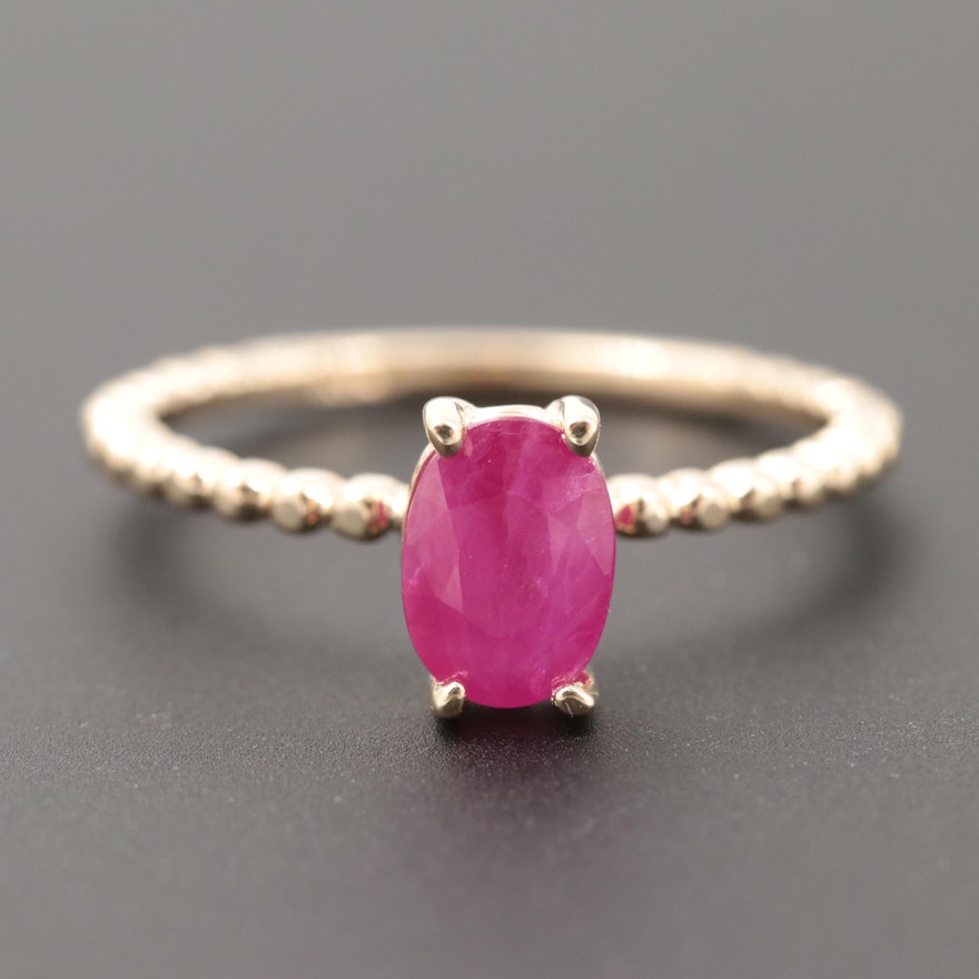 14K Yellow Gold Ruby Ring