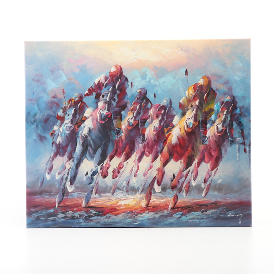 Oil Painting of Polo Players