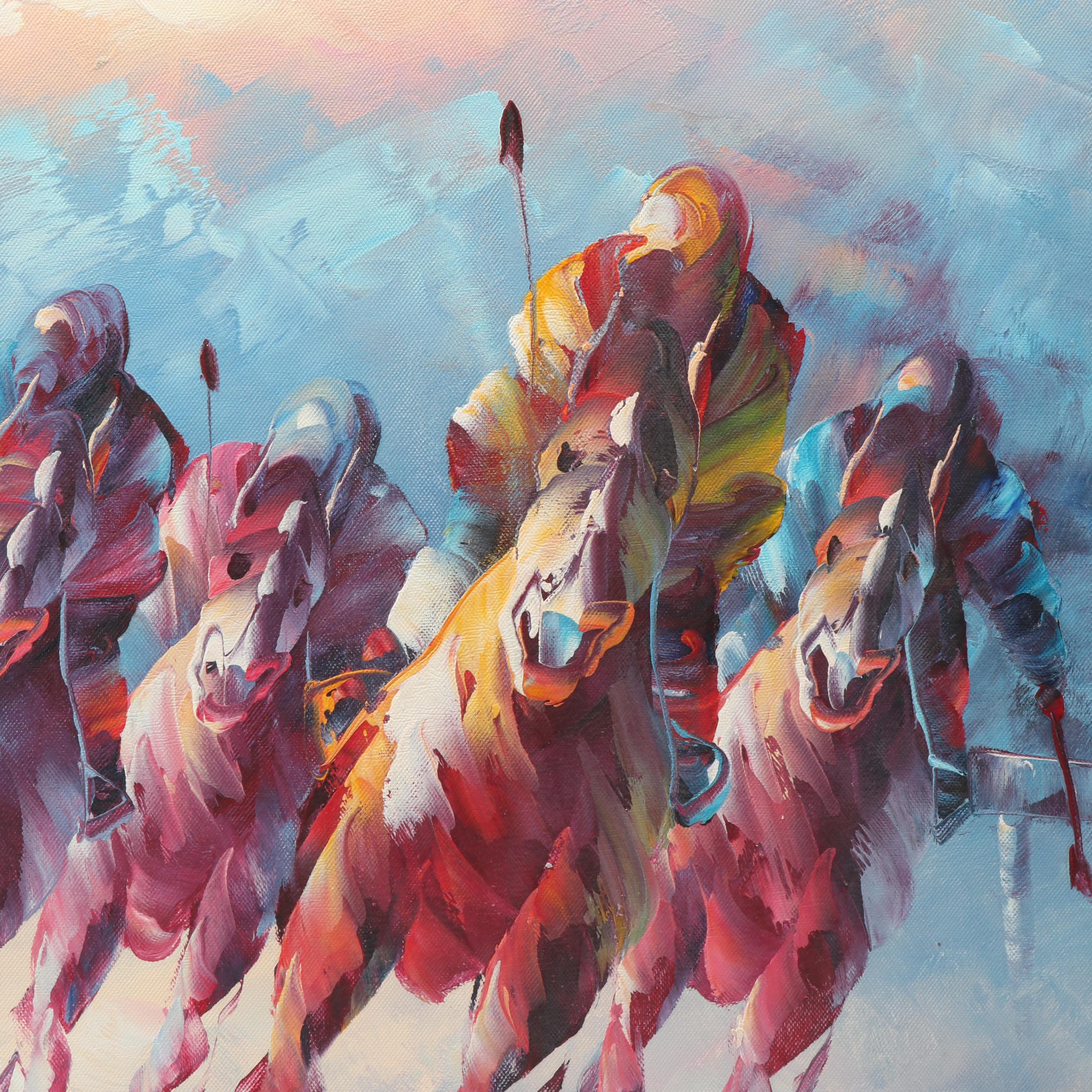 Oil Painting of Polo Players