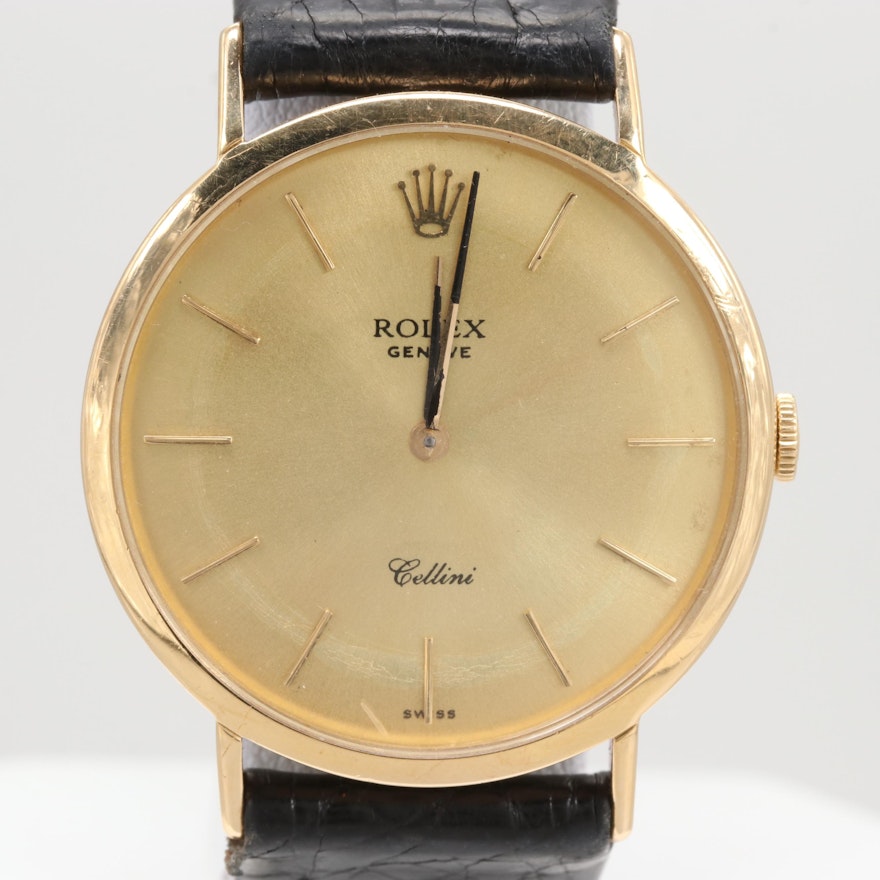 Vintage Rolex Cellini 18K Yellow Gold Stem Wind Wristwatch