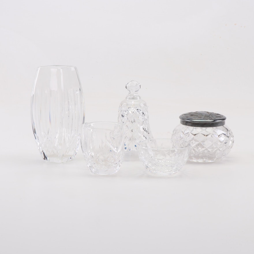 Waterford Crystal Serveware with Vase, Bell, and Powder Jar