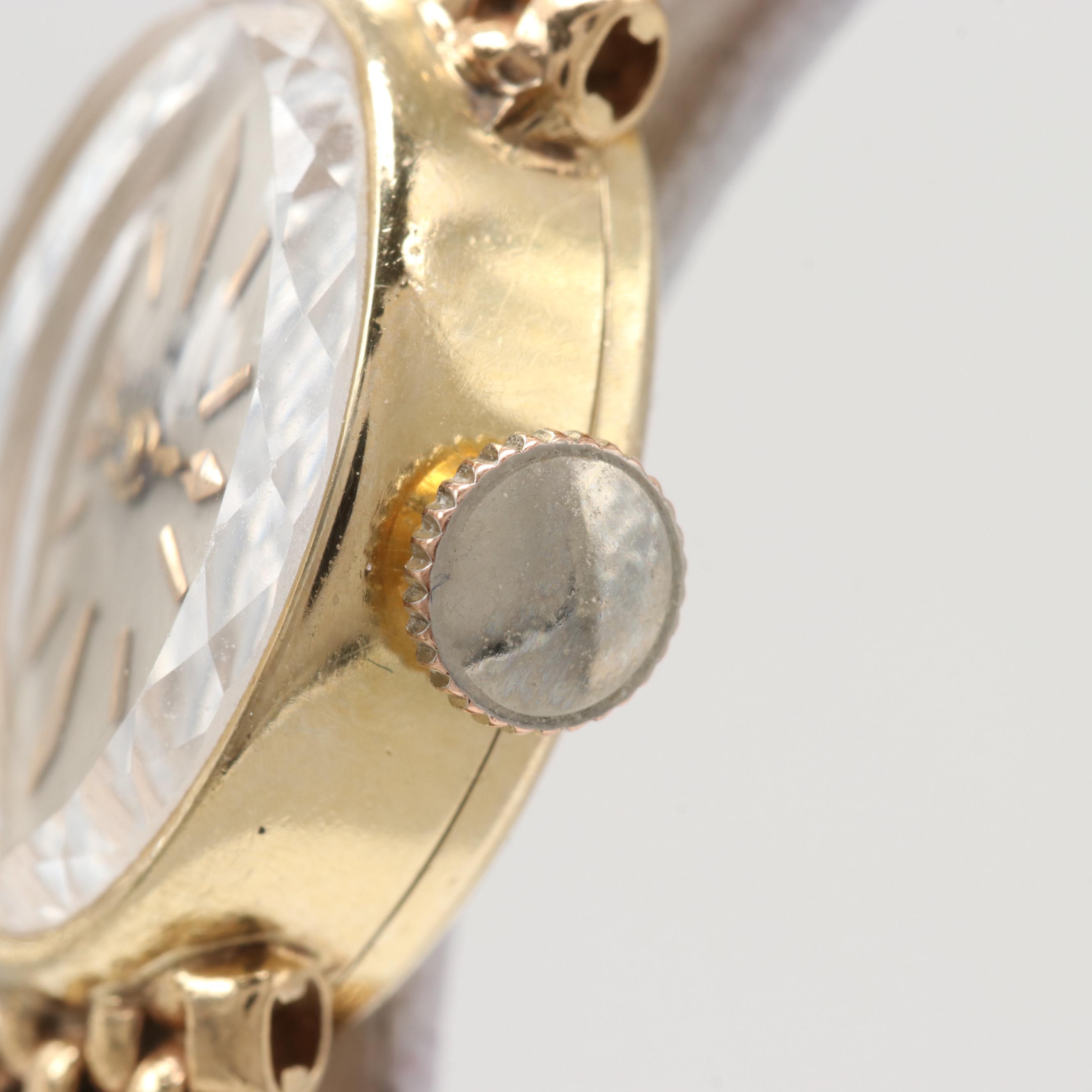 Vintage Rolex 14K Yellow Gold Stem Wind Watch on Panther Link Bracelet