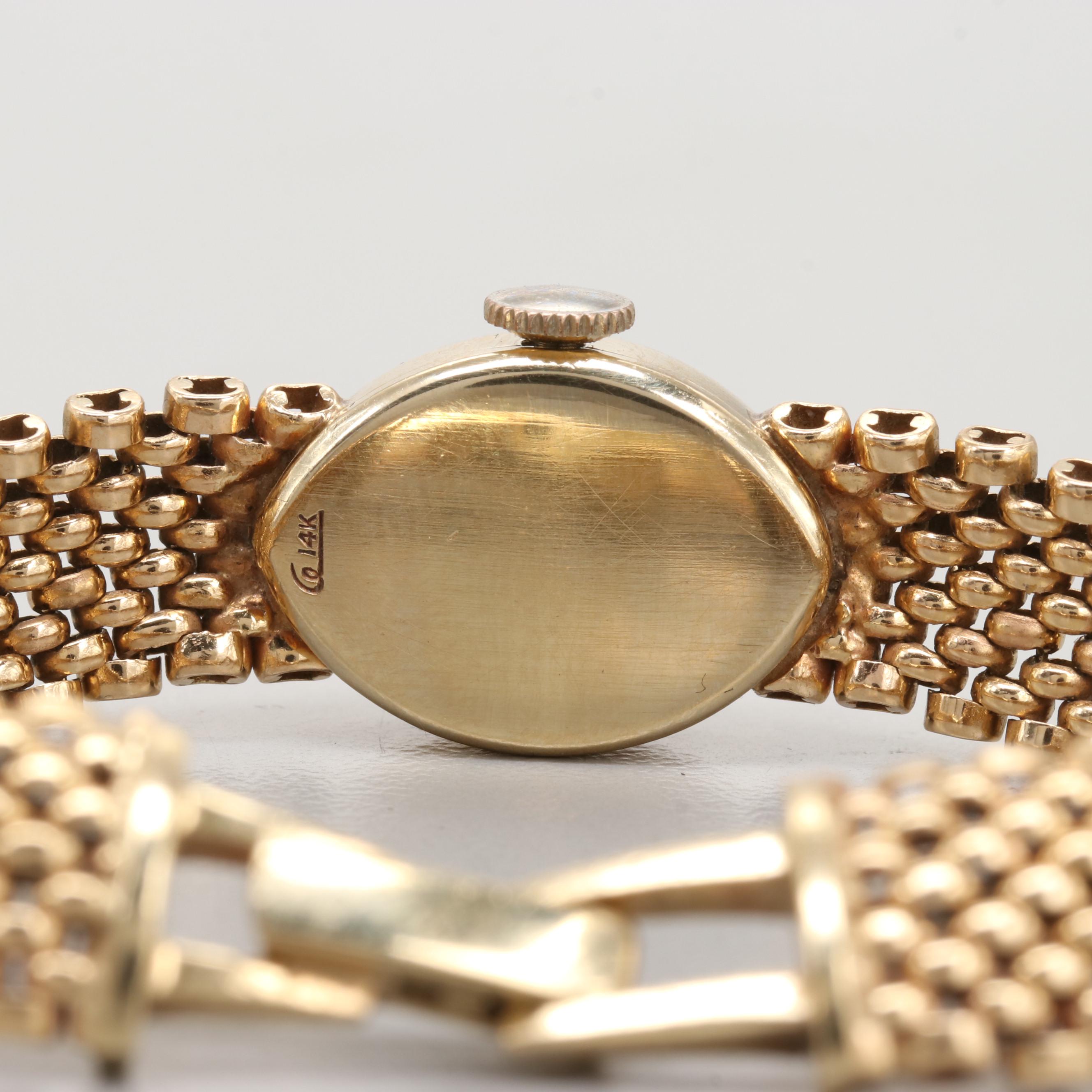 Vintage Rolex 14K Yellow Gold Stem Wind Watch on Panther Link Bracelet