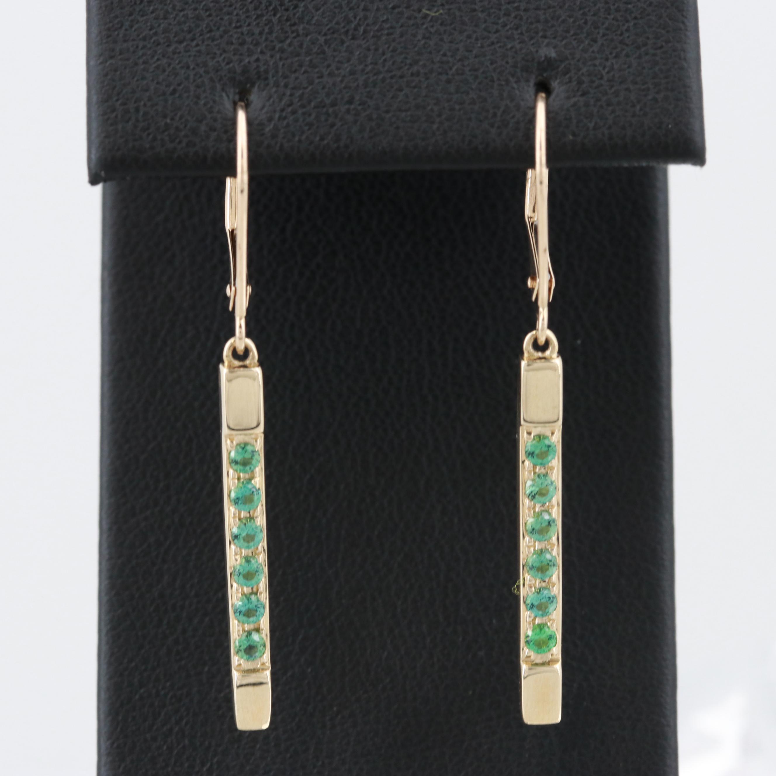 10K Yellow Gold Cubic Zirconia Dangle Earrings