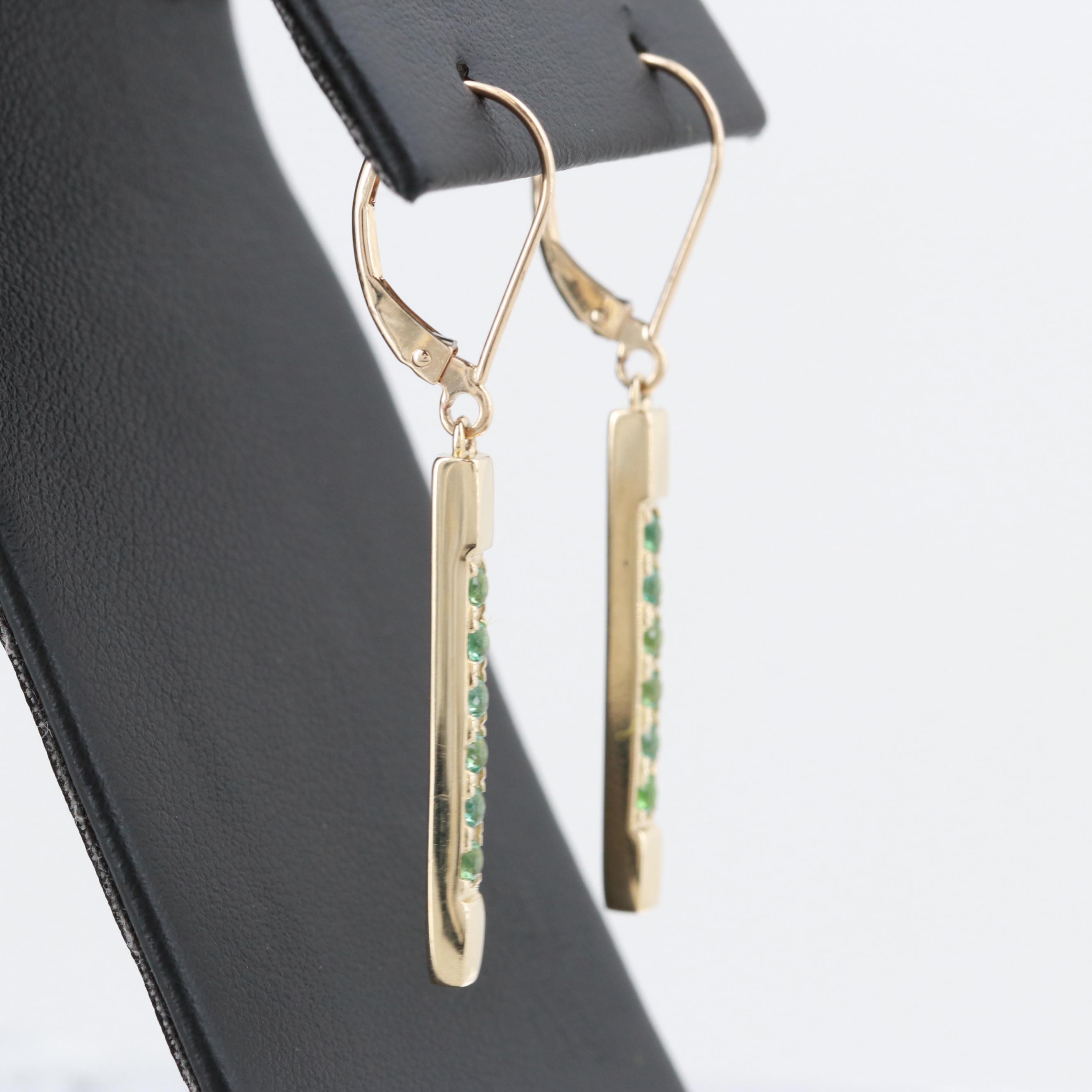 10K Yellow Gold Cubic Zirconia Dangle Earrings