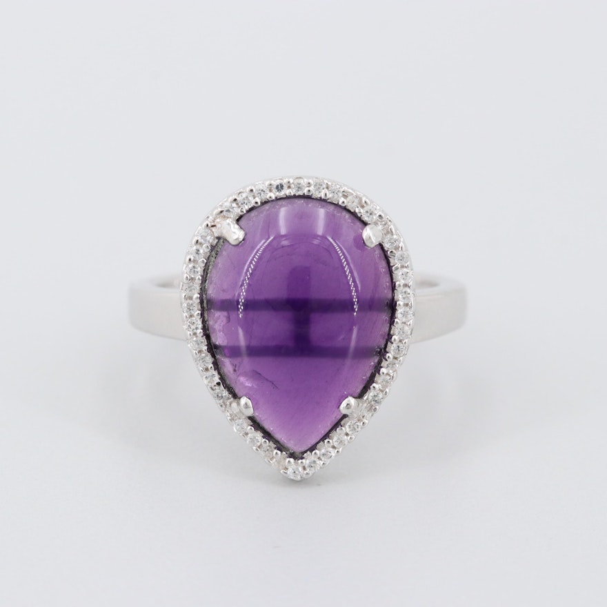 Sterling Silver Amethyst and White Sapphire Ring