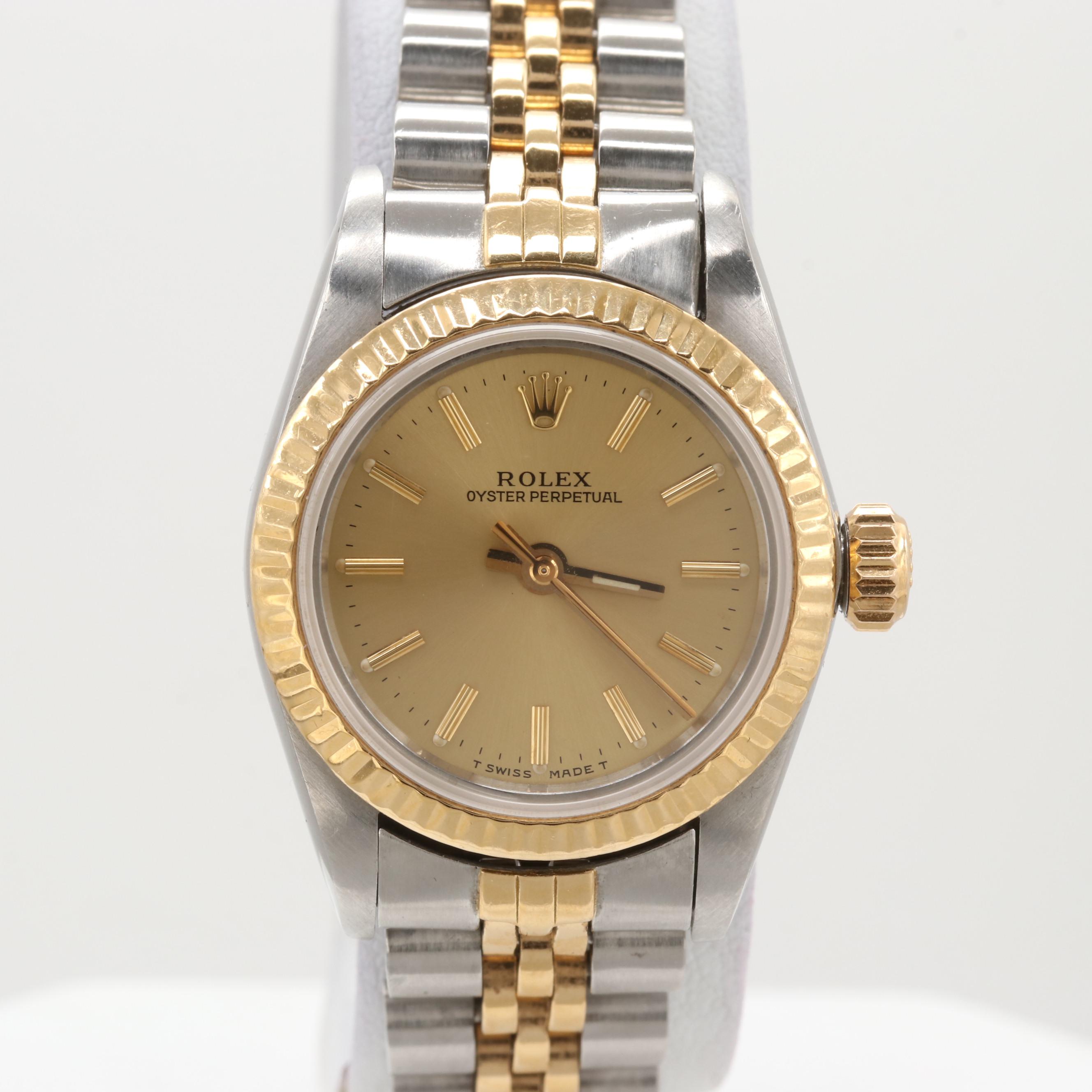 Rolex Oyster Perpetual Stainless Steel and 18K Yellow Gold Watch, 1989
