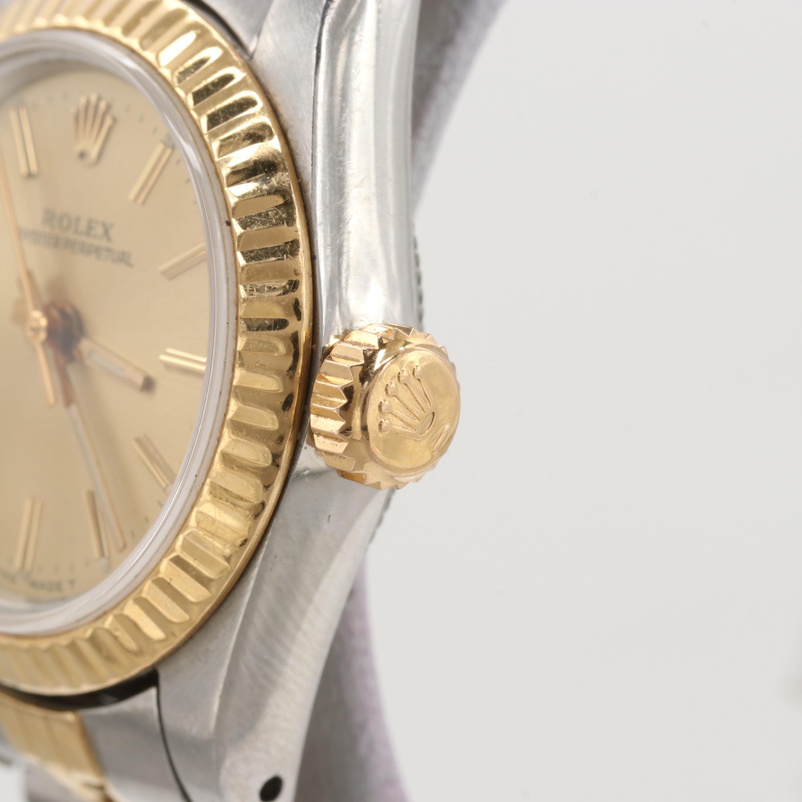Rolex Oyster Perpetual Stainless Steel and 18K Yellow Gold Watch, 1989