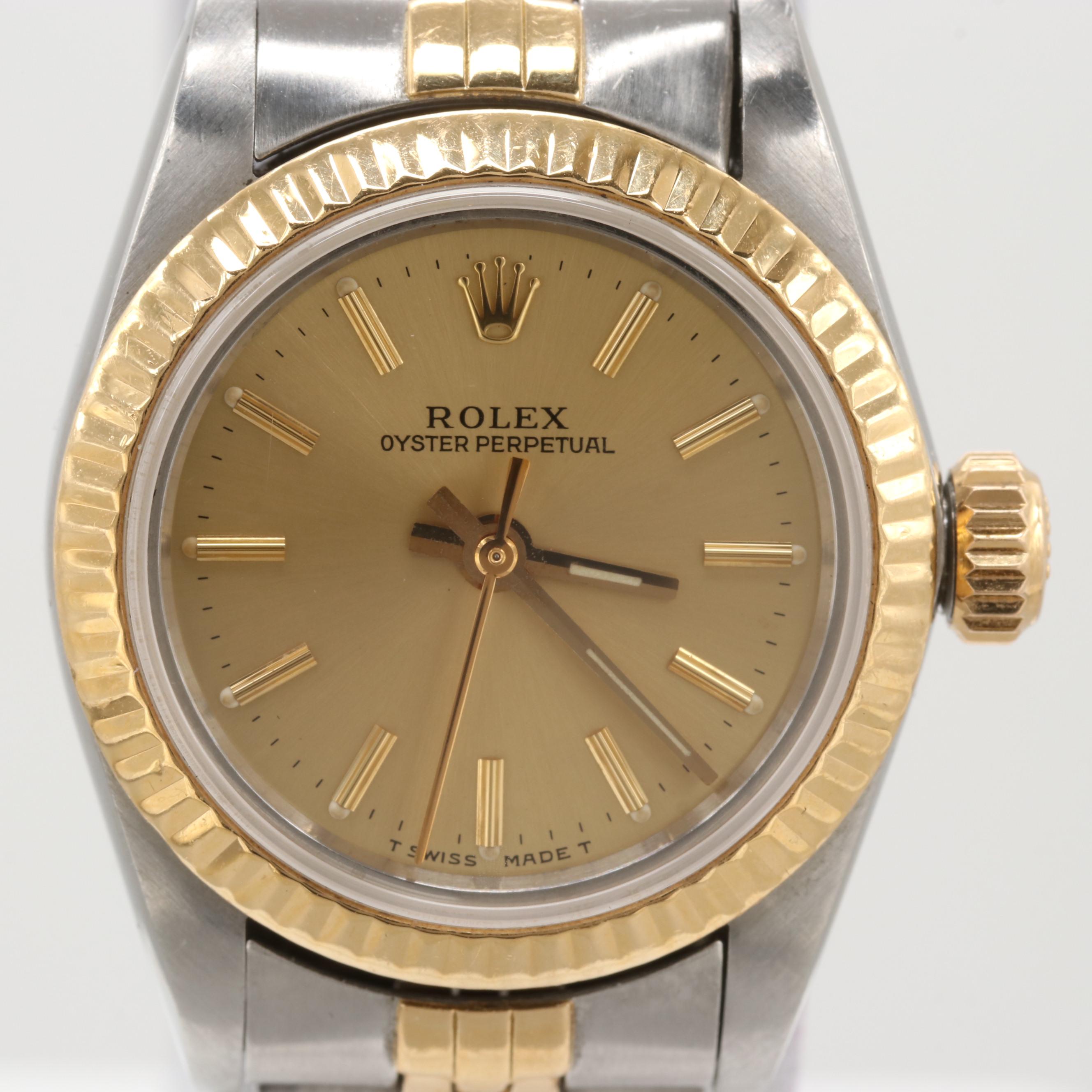 Rolex Oyster Perpetual Stainless Steel and 18K Yellow Gold Watch, 1989